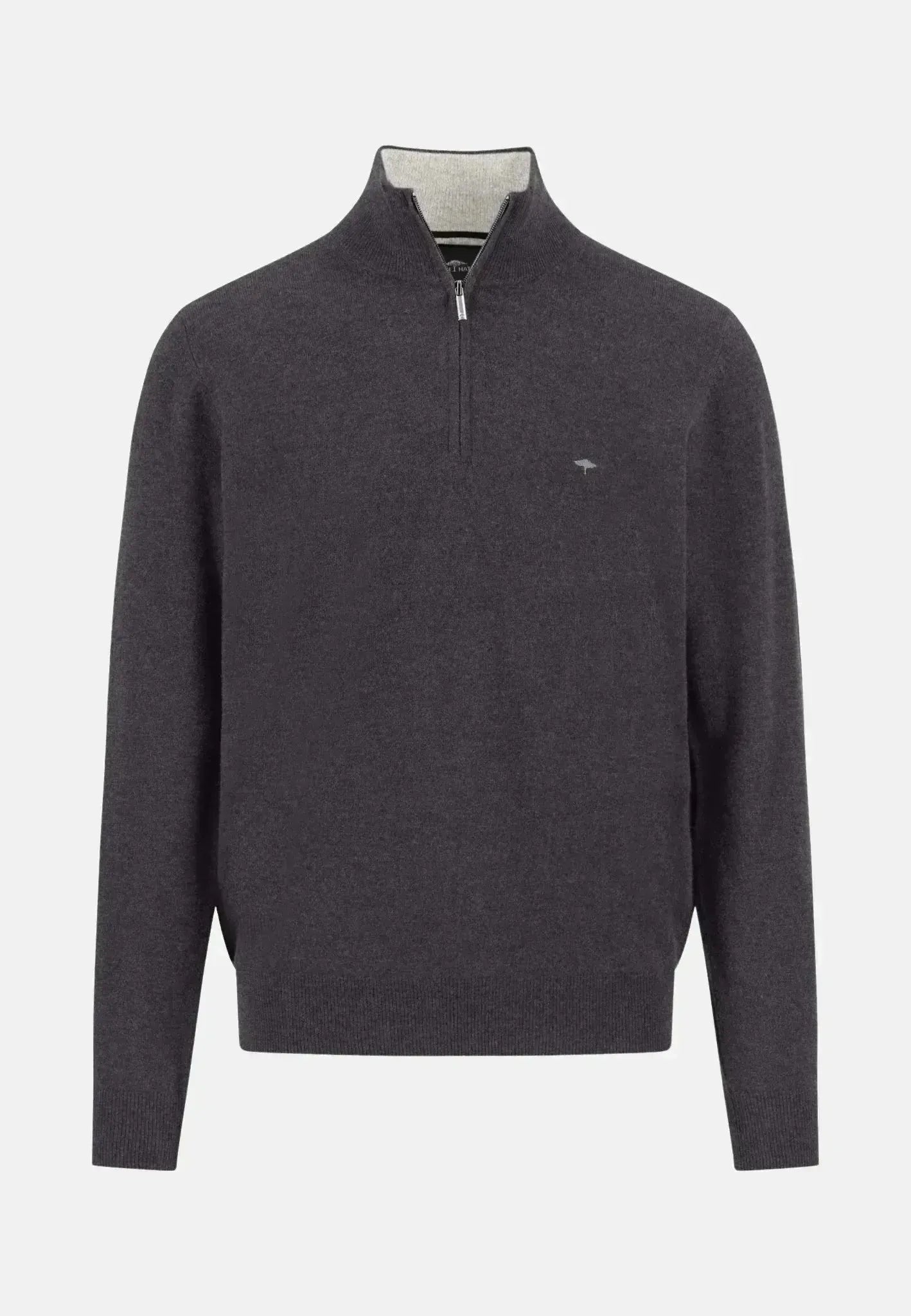 Fynch - Hatton Merino Wool Cashmere 1/4 Zip Knit Charcoal - 1514802-998-S - northern threads uk