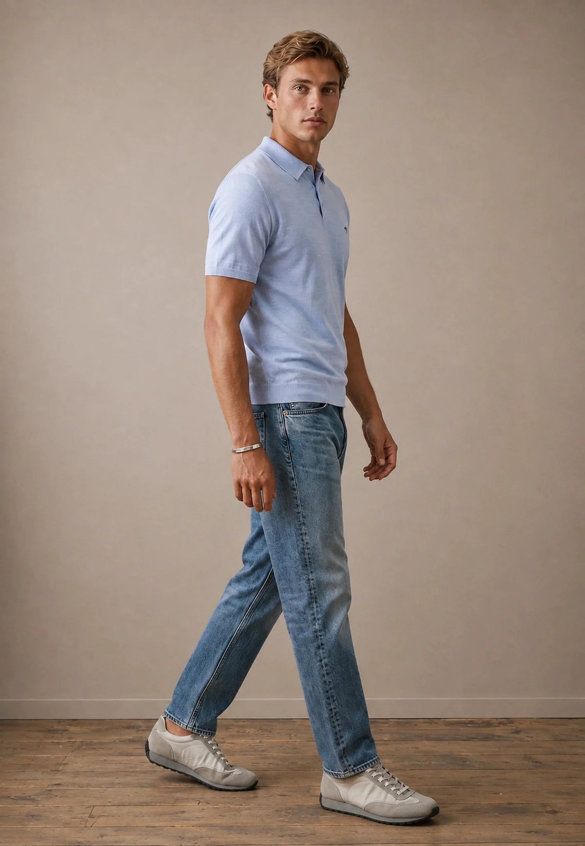 Fynch-Hatton Merino Wool Fine Gauge Knit Polo Shirt Air Blue | Northern Threads Designer Menswear