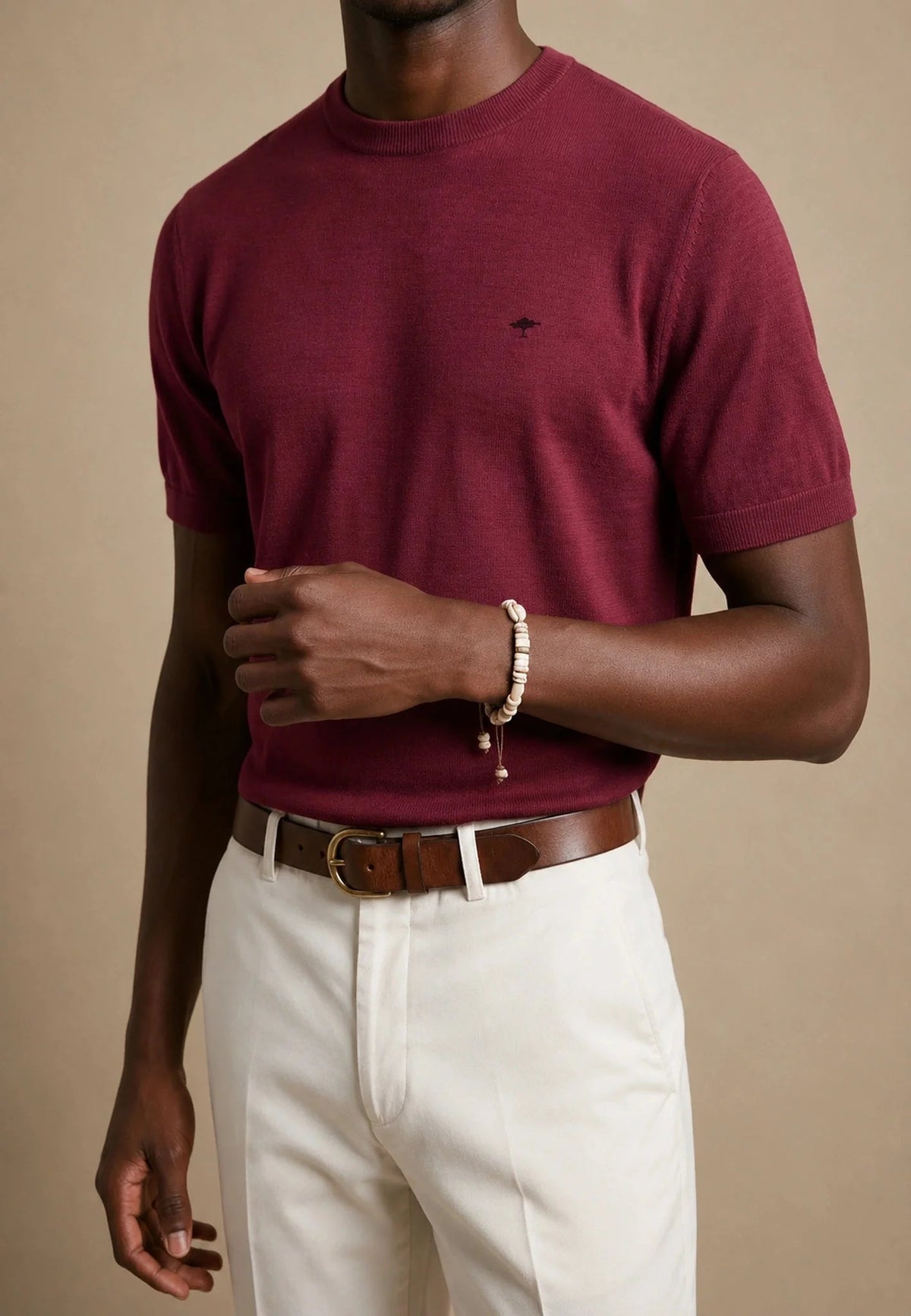 Fynch-Hatton Merino Wool Fine Gauge Knit T-Shirt Grape | Northern Threads Designer Menswear