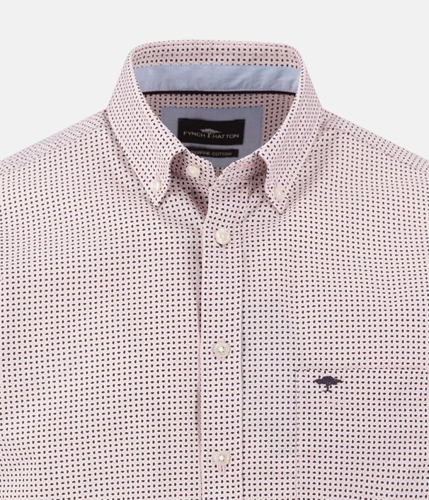 Fynch - Hatton Minimal Print Short Sleeved Shirt Magnolia - northern threads