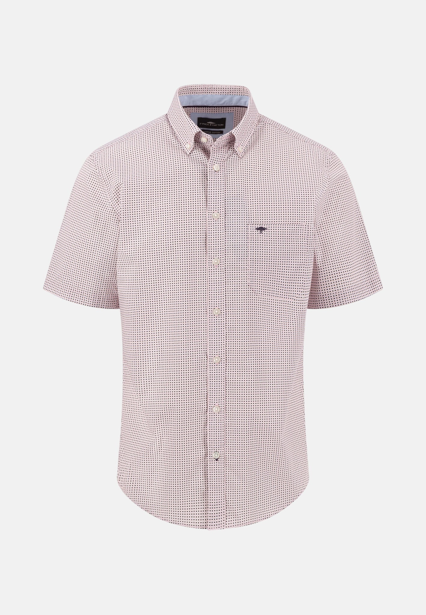 Fynch - Hatton Minimal Print Short Sleeved Shirt Magnolia - 16036121-464-M - northern threads uk