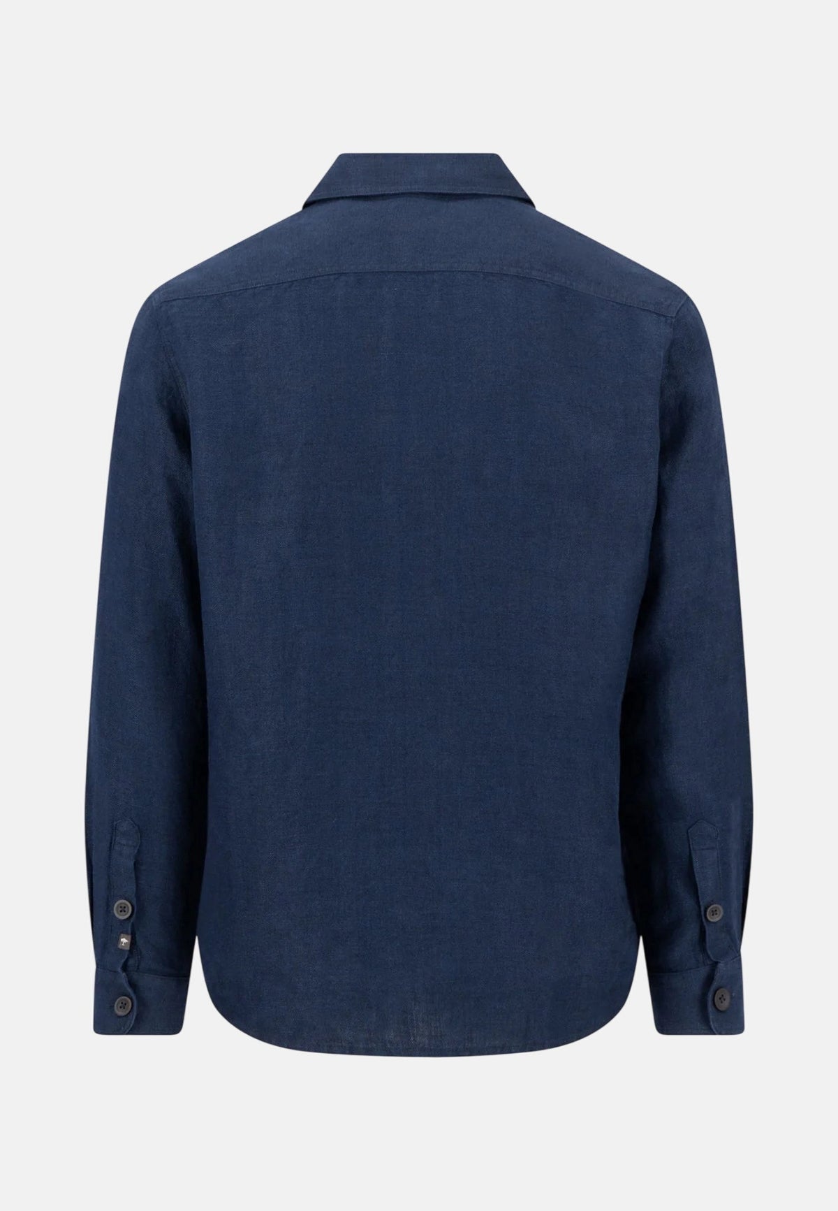 Fynch-Hatton Patch Pocket Herringbone Linen Overshirt Navy | Northern Threads Designer Menswear