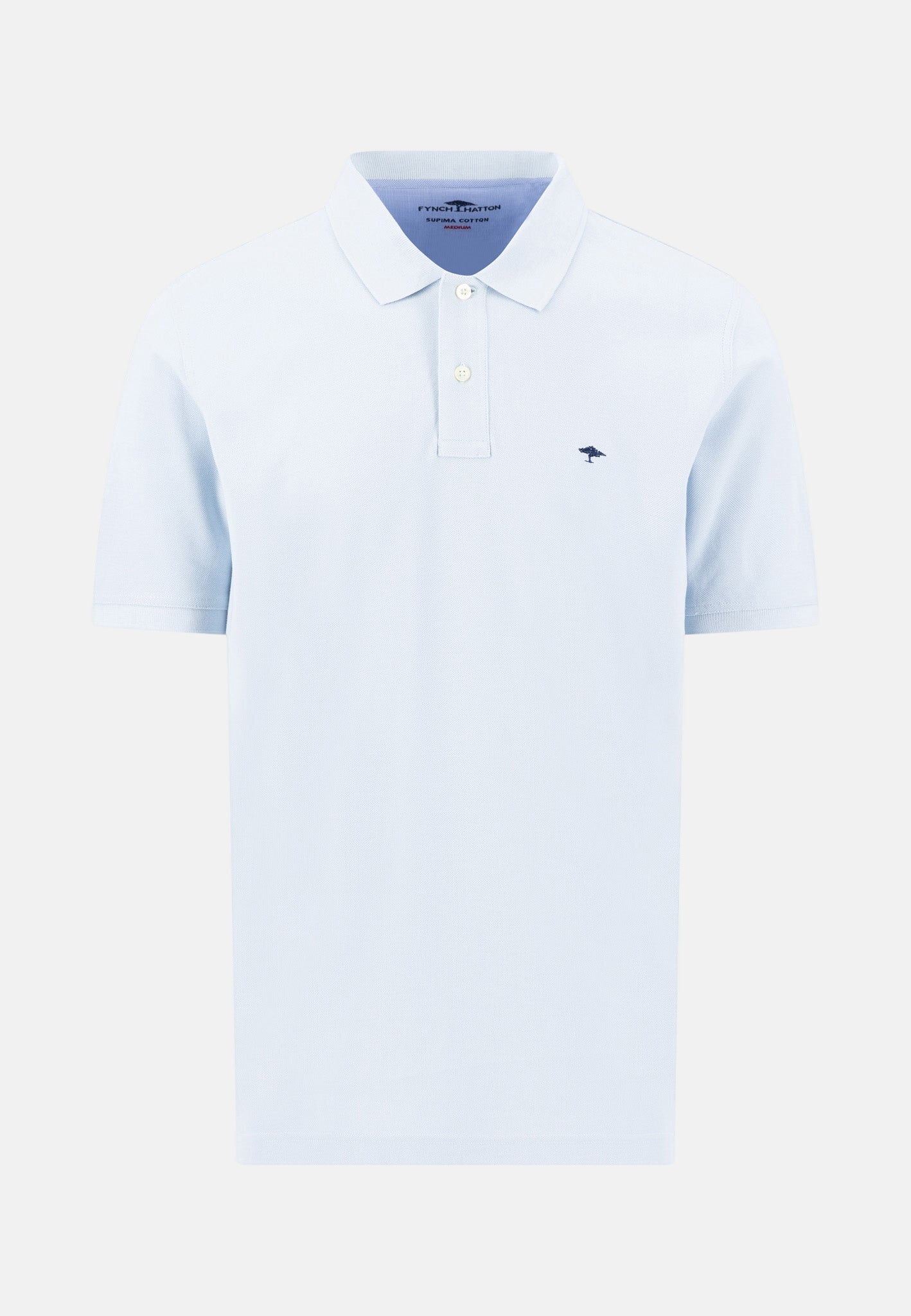 Fynch - Hatton Premium Cotton Fine Textured Polo Shirt Horizon Blue - 16131700-655-M - northern threads uk