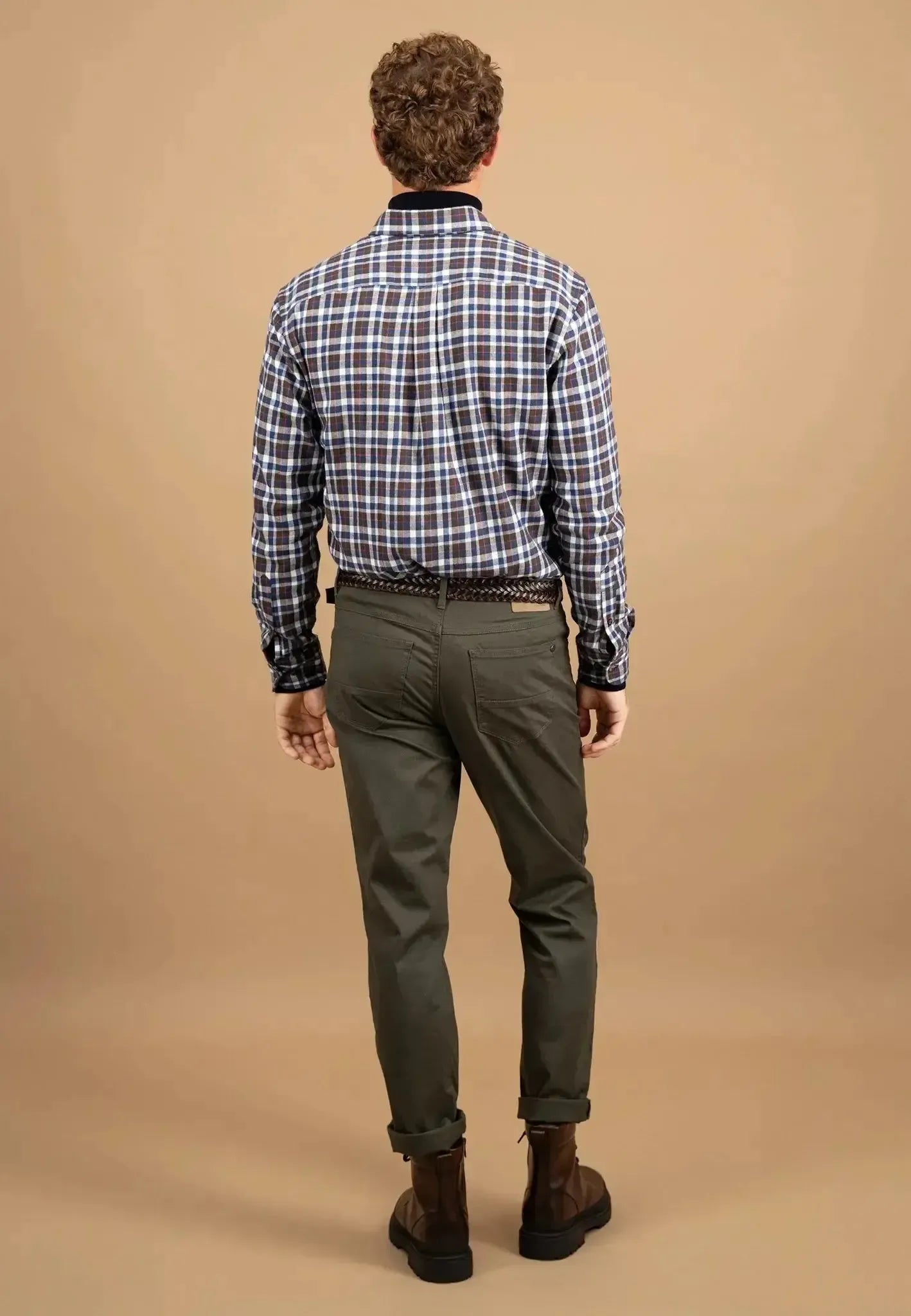 Fynch - Hatton Premium Flannel Check Button Down Shirt Dark Chocolate - northern threads