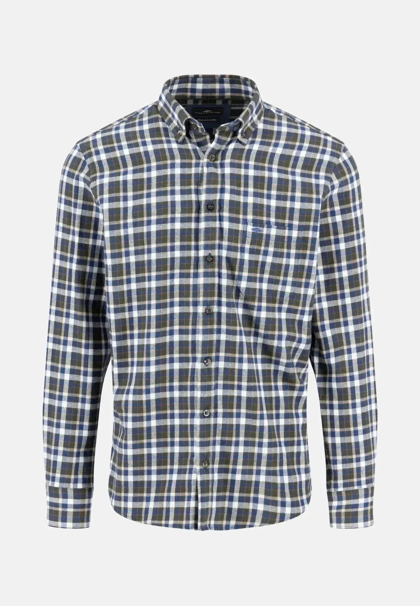Fynch - Hatton Premium Flannel Check Button Down Shirt Dark Ivy - 15106230-737-S - northern threads uk
