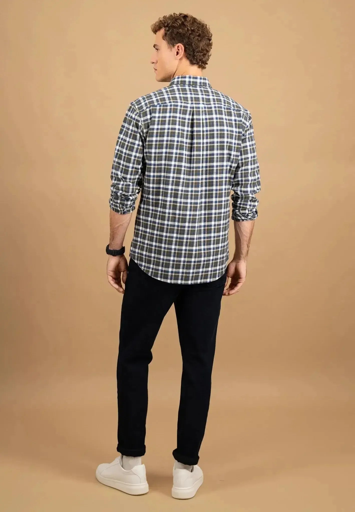 Fynch - Hatton Premium Flannel Check Button Down Shirt Dark Ivy - northern threads