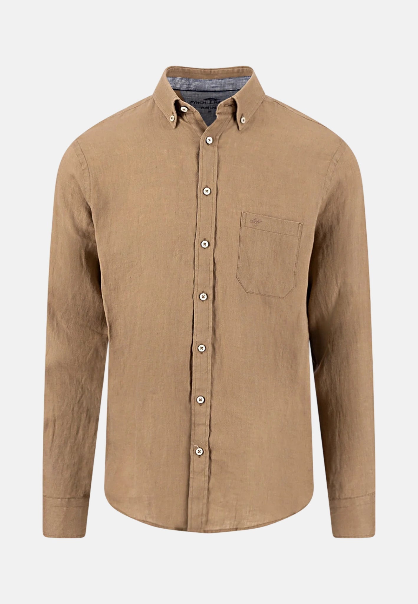Fynch - Hatton Pure Linen Button Down Shirt Affogato - 16136000-213-M - northern threads uk