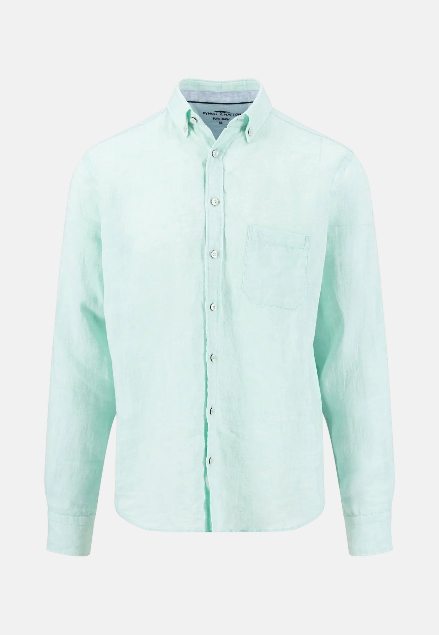 Fynch - Hatton Pure Linen Button Down Shirt Mint - 16136000-744-M - northern threads uk