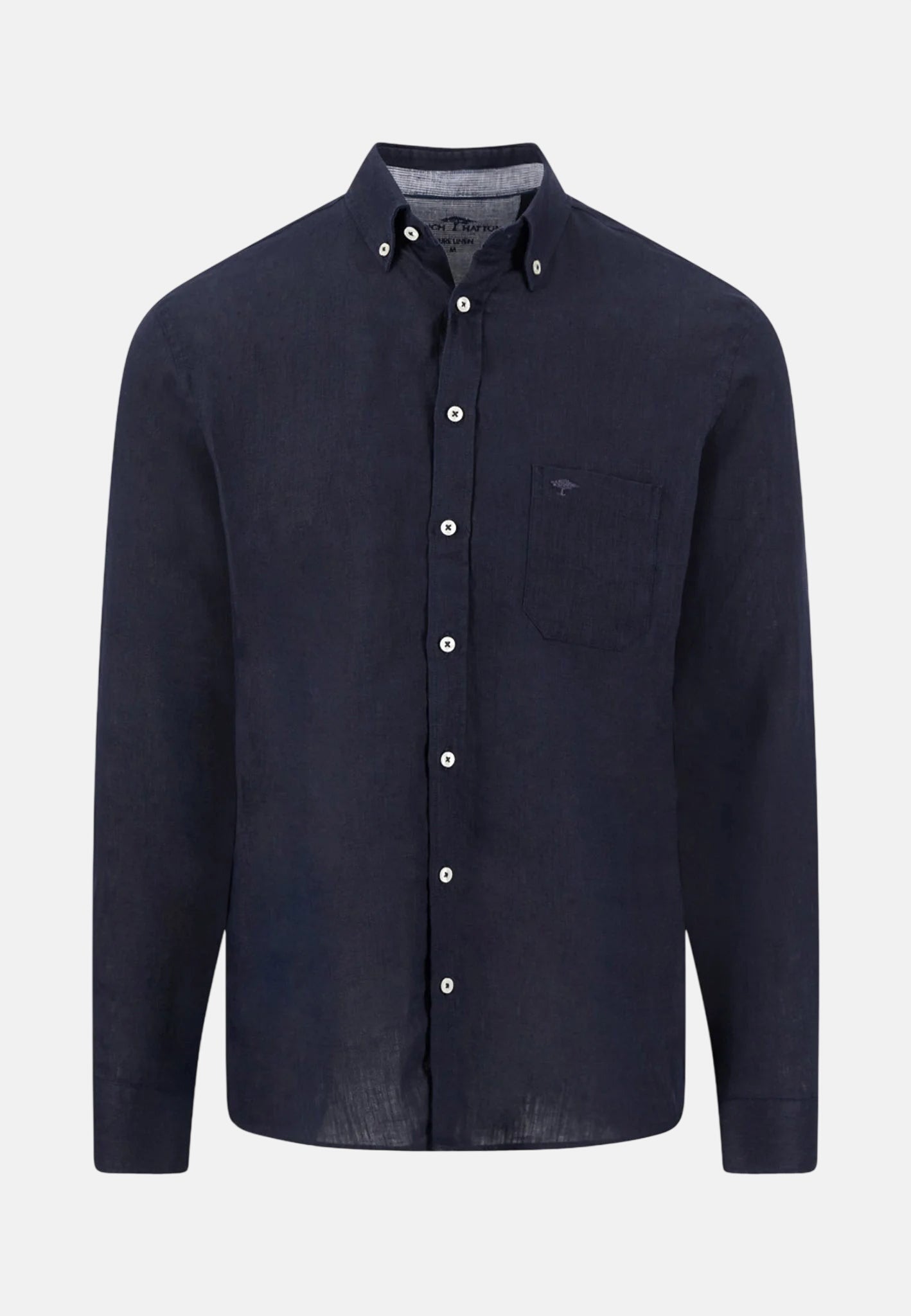 Fynch - Hatton Pure Linen Button Down Shirt Navy - 16136000-685-M - northern threads uk