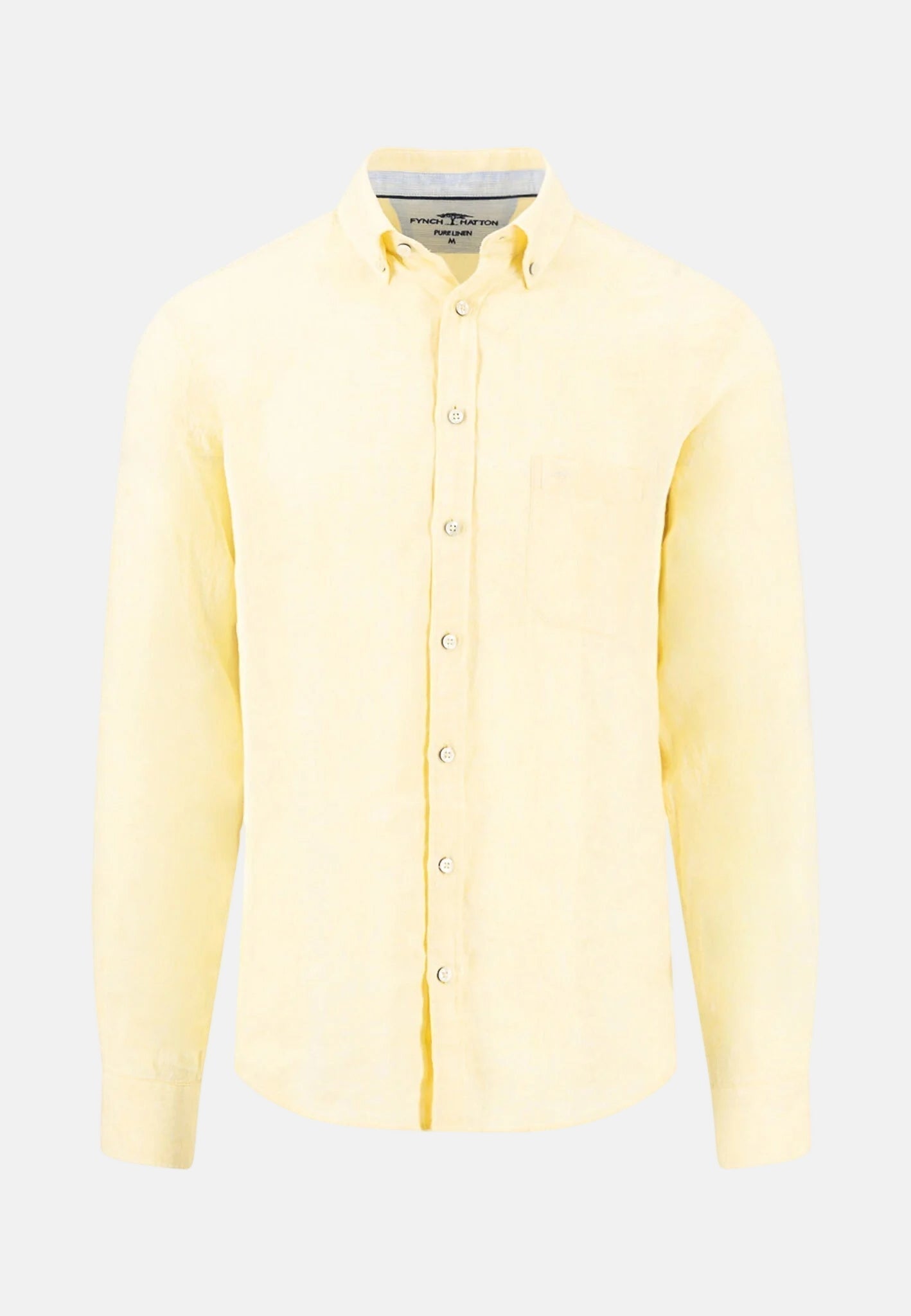 Fynch - Hatton Pure Linen Button Down Shirt Pale Yellow - 16136000-113-M - northern threads uk
