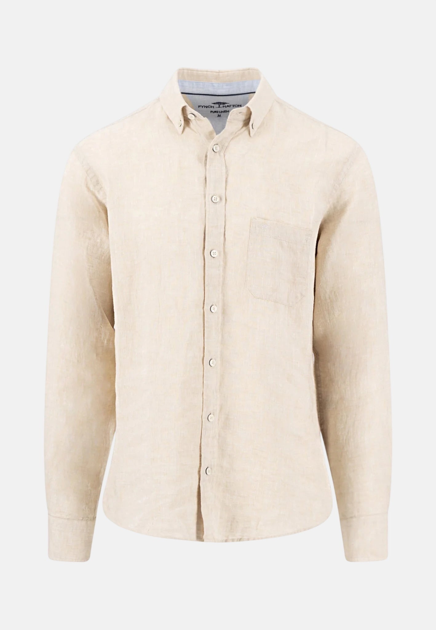Fynch - Hatton Pure Linen Button Down Shirt Sand - 16136000-837-M - northern threads uk