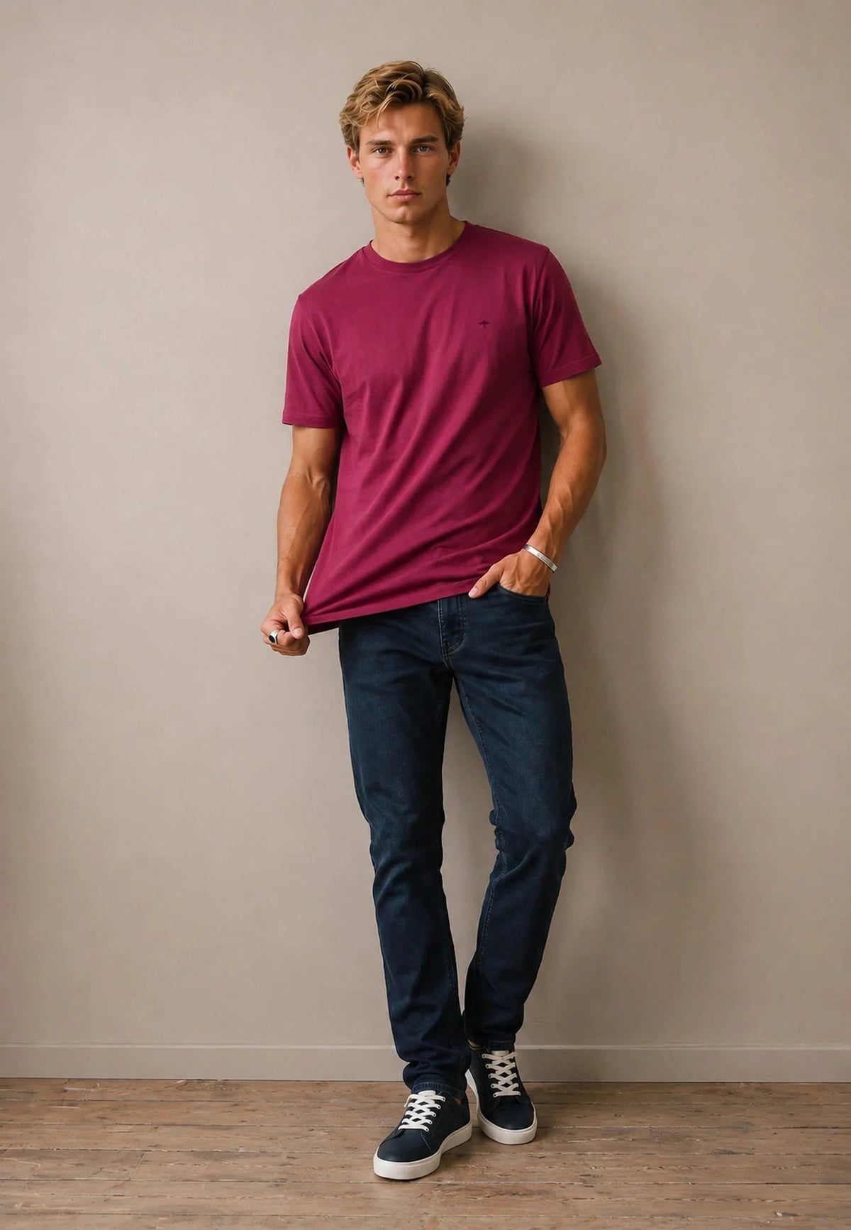 Fynch-Hatton Sanforized Cotton T-Shirt Grape | Northern Threads Designer Menswear
