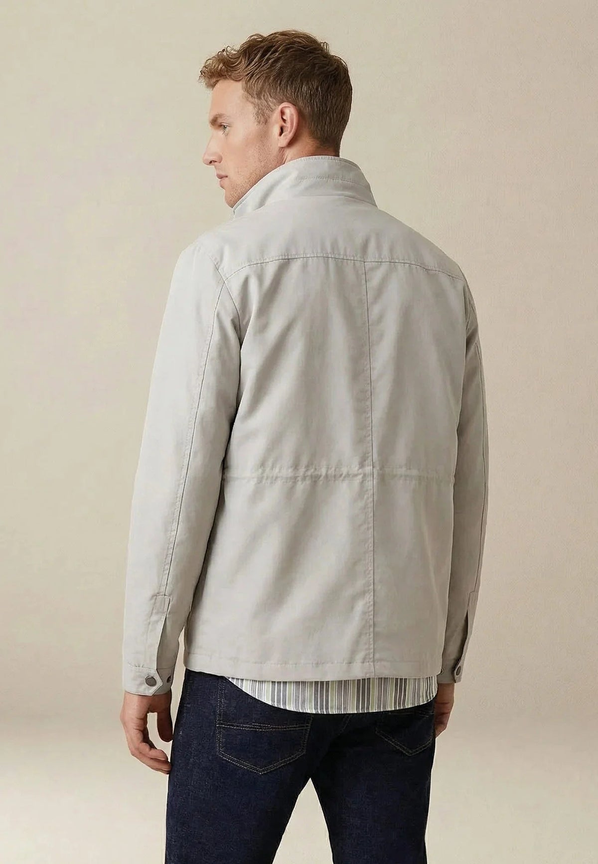 Fynch-Hatton Stand Collar Field Jacket Cement | Northern Threads Designer Menswear