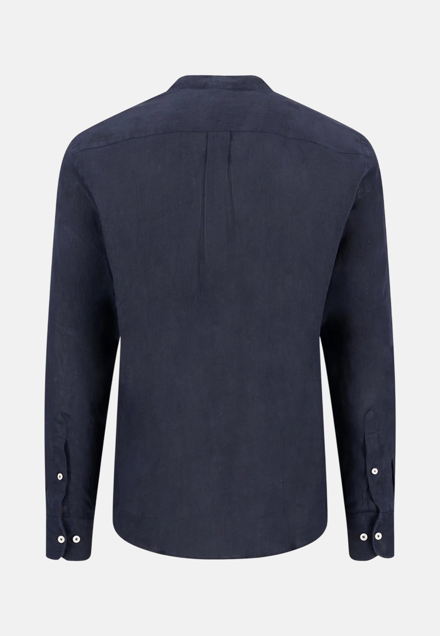 Fynch-Hatton Stand Collar Pure Linen Shirt Navy | Northern Threads UK