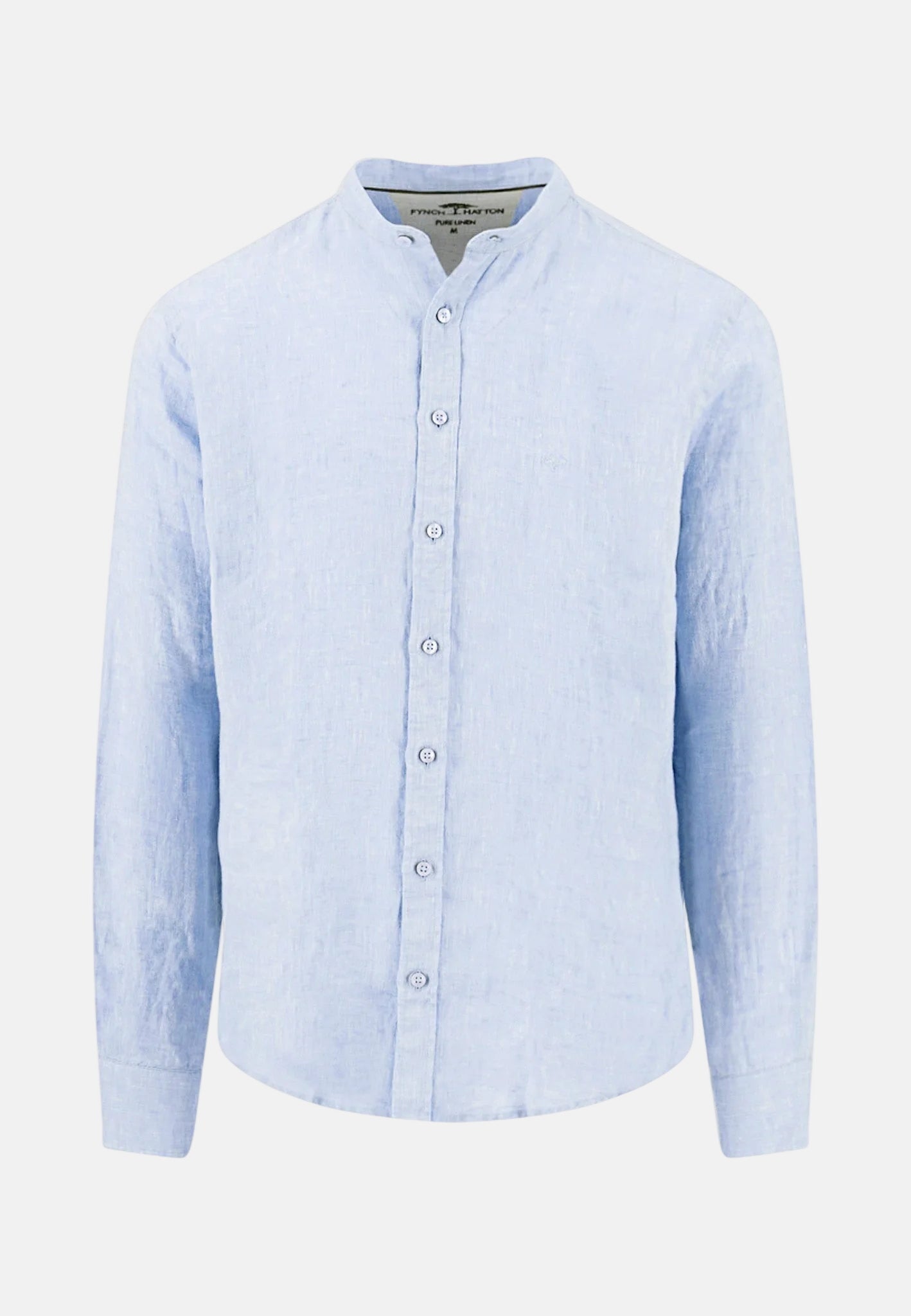 Fynch - Hatton Stand Collar Pure Linen Shirt New Breeze - 16136008-653-M - northern threads uk