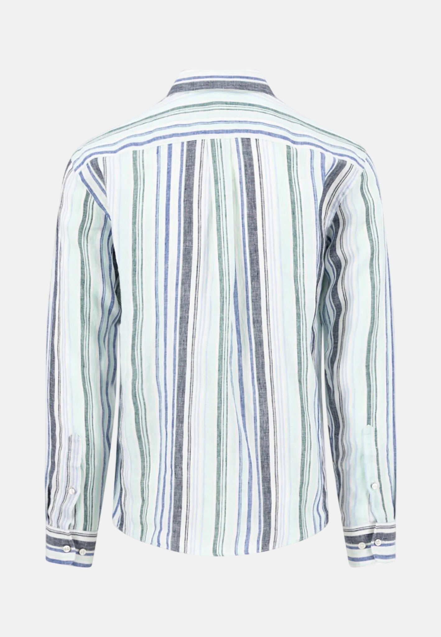 Fynch - Hatton Stripe Pattern Pure Linen Button Down Shirt Mint - northern threads