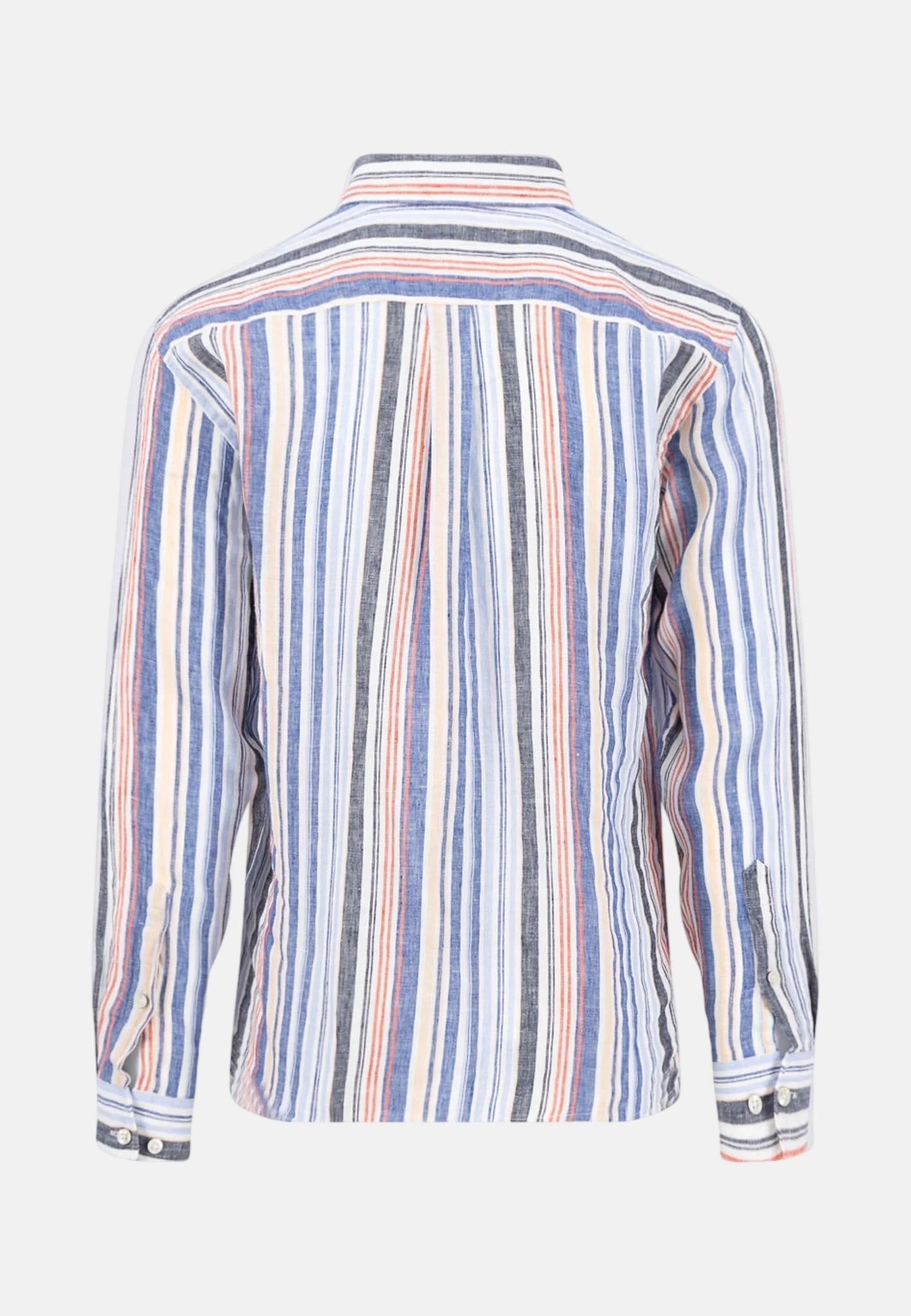 Fynch - Hatton Stripe Pattern Pure Linen Button Down Shirt Tangerine - northern threads