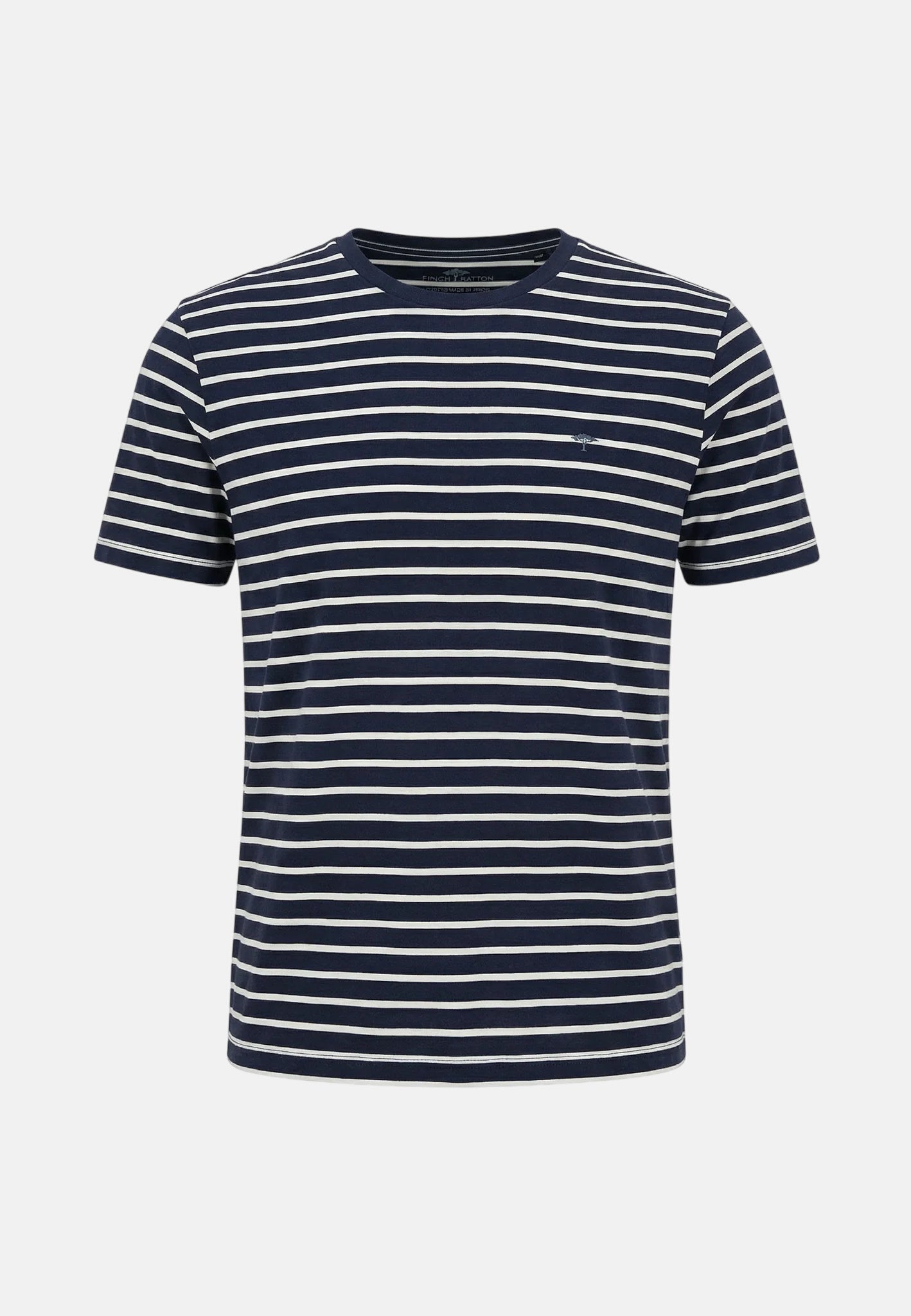 Fynch - Hatton Stripe Pattern T-Shirt Navy - 16031512-685-M - northern threads uk