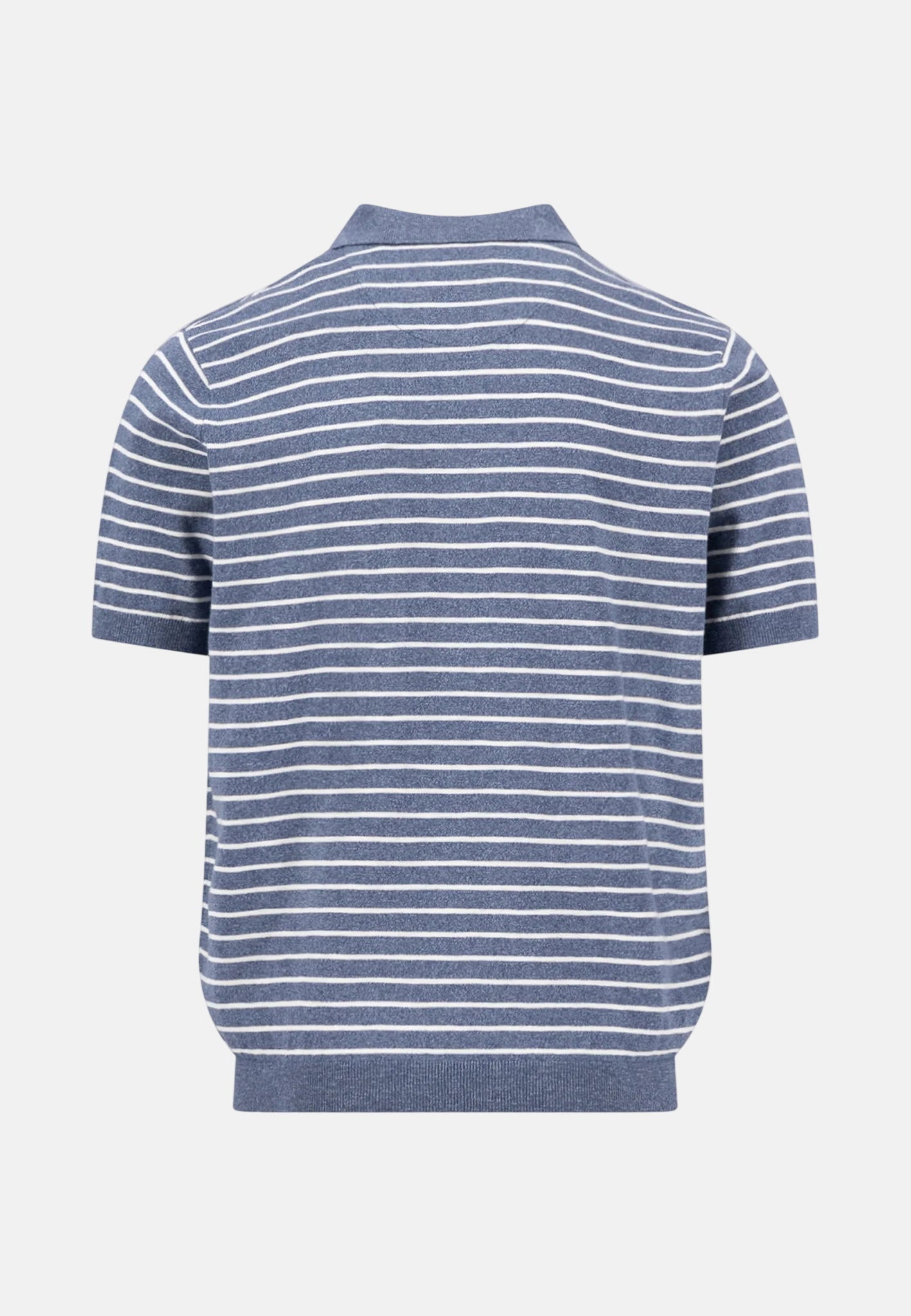 Fynch - Hatton Striped Cotton Linen Fine Knit Polo Shirt Horizon - northern threads