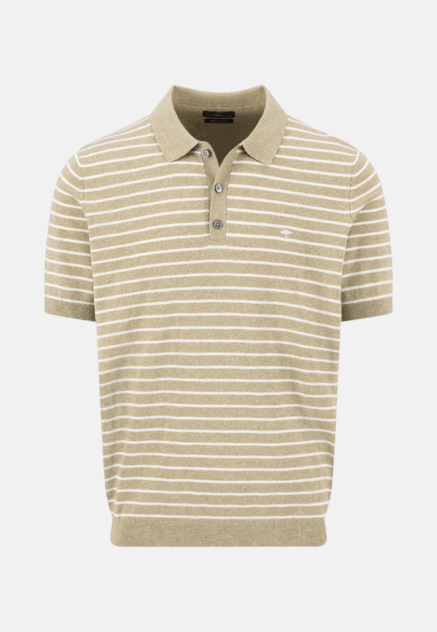 Fynch - Hatton Striped Cotton Linen Fine Knit Polo Shirt Pistachio - 1603705-745-M - northern threads uk