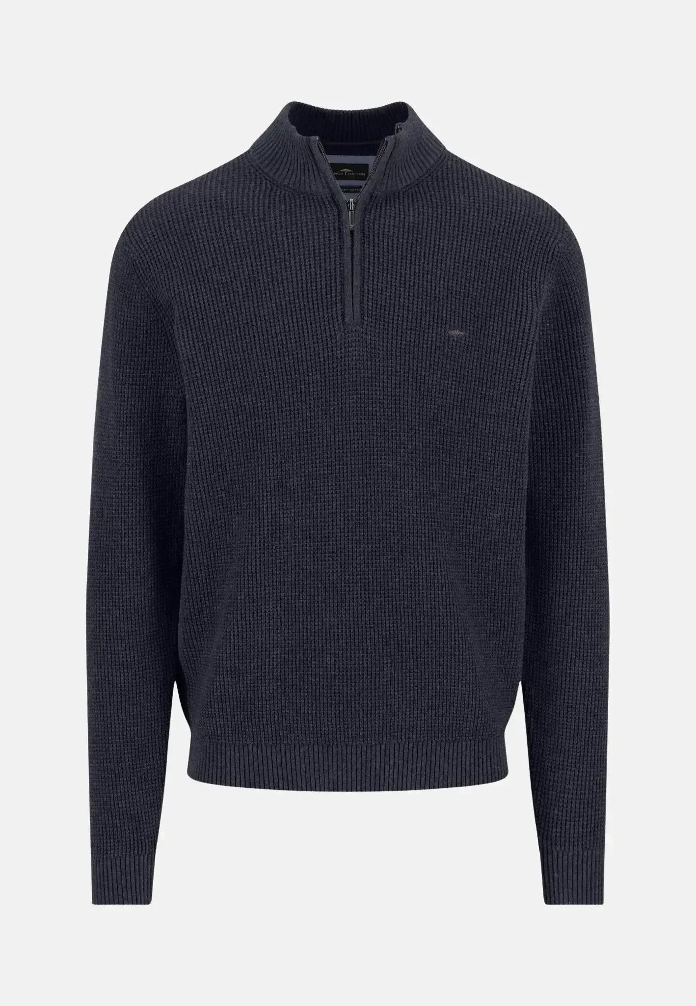 Fynch - Hatton Structured Cotton 1/4 Zip Knit Navy - 1512206-690-S - northern threads uk