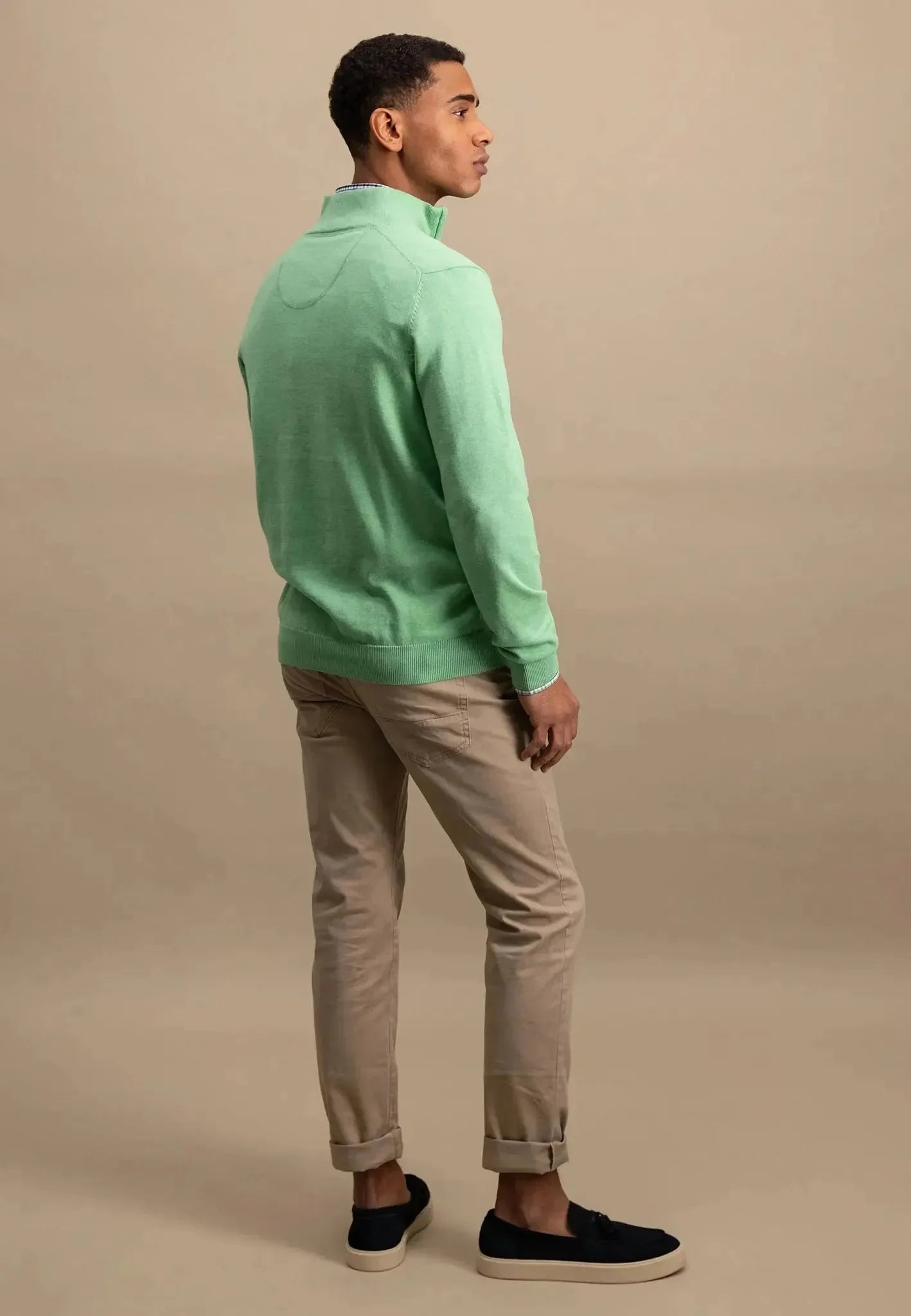 Fynch - Hatton Superfine 1/4 Zip Cotton Knit Turf Green - northern threads