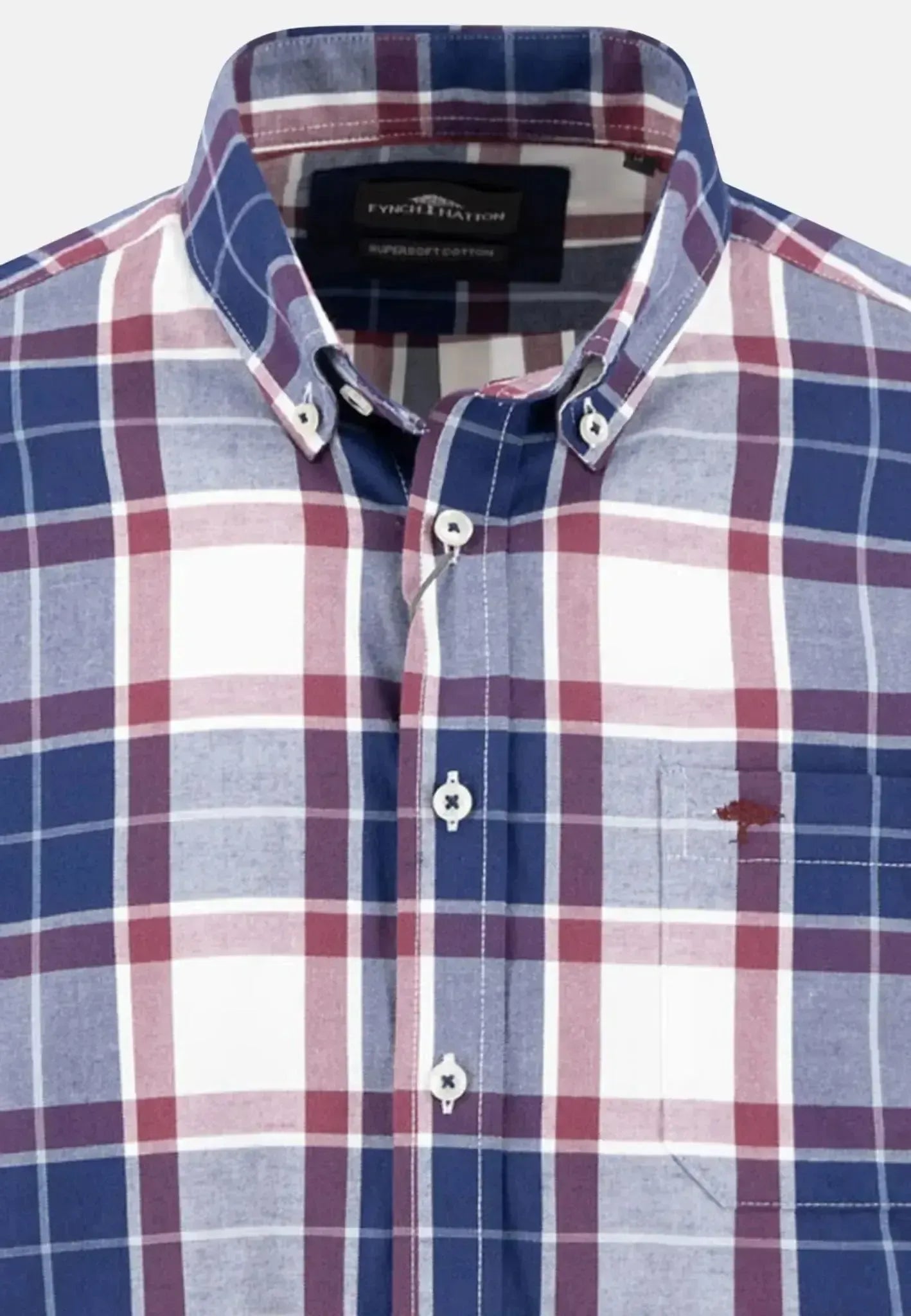 Fynch - Hatton Twill Check Button Down Shirt Deep Merlot - northern threads