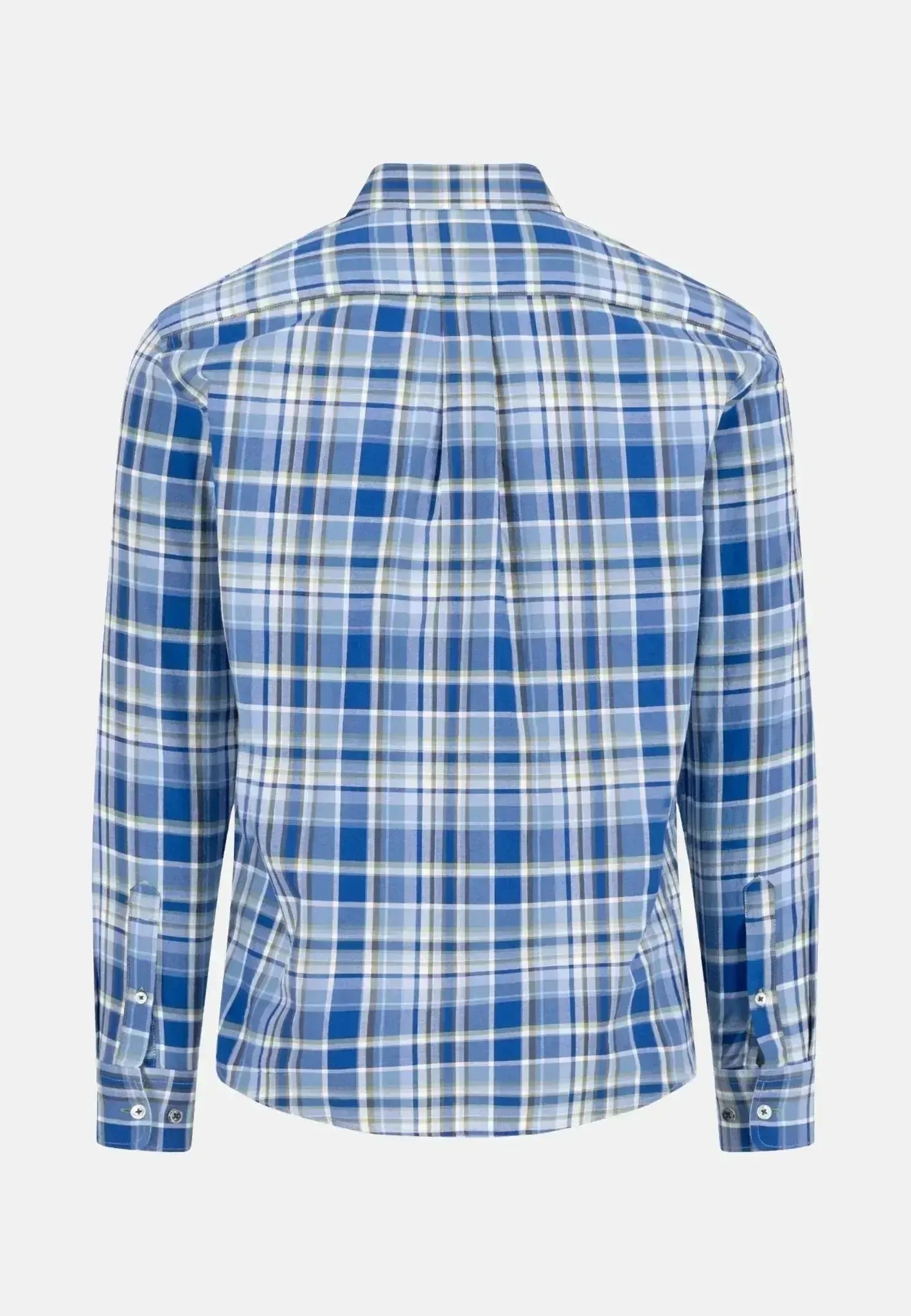 Fynch - Hatton Washed Oxford Button Down Check Shirt Harbour Blue - northern threads