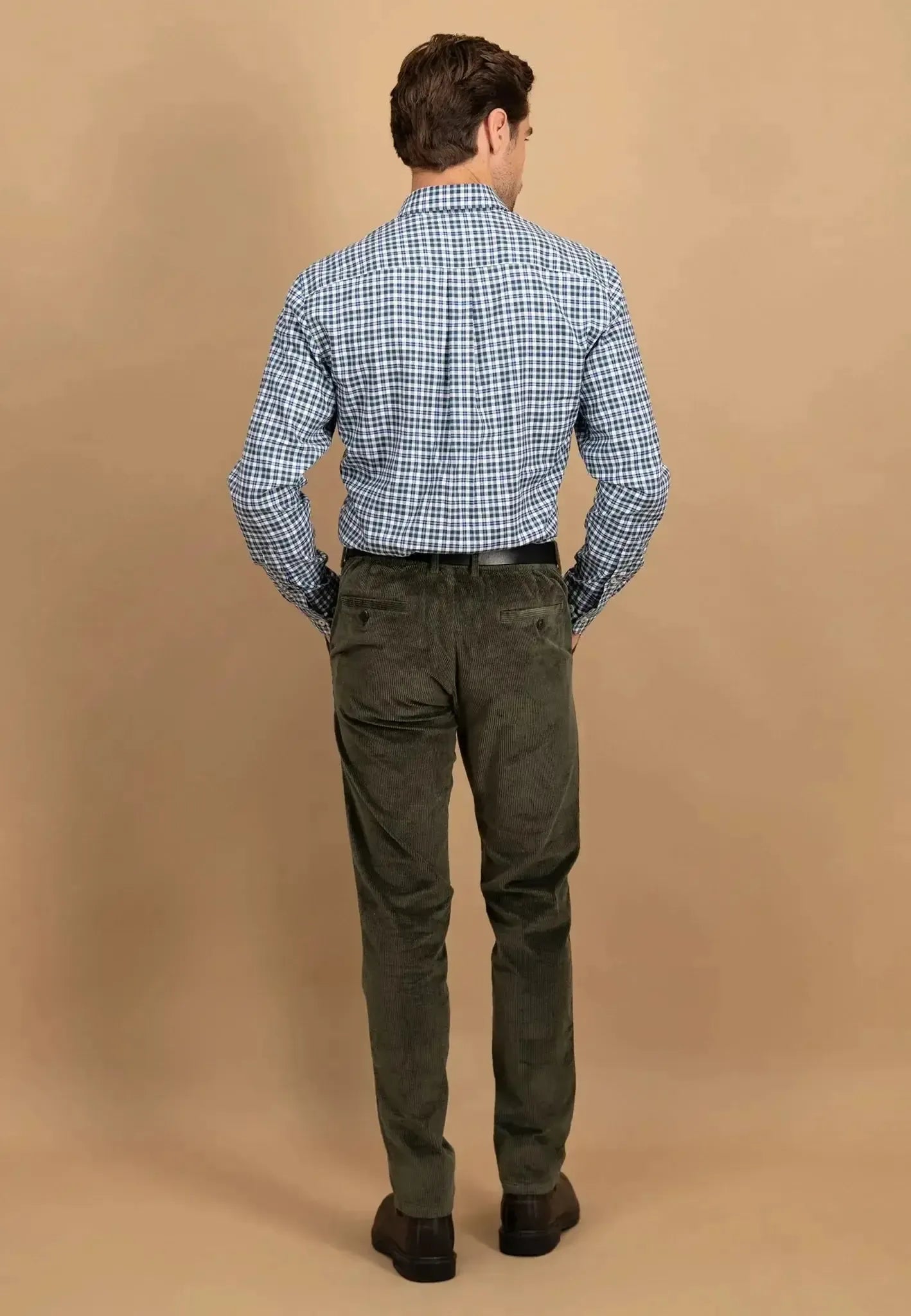 Fynch - Hatton Washed Oxford Check Button Down Shirt Fern - northern threads