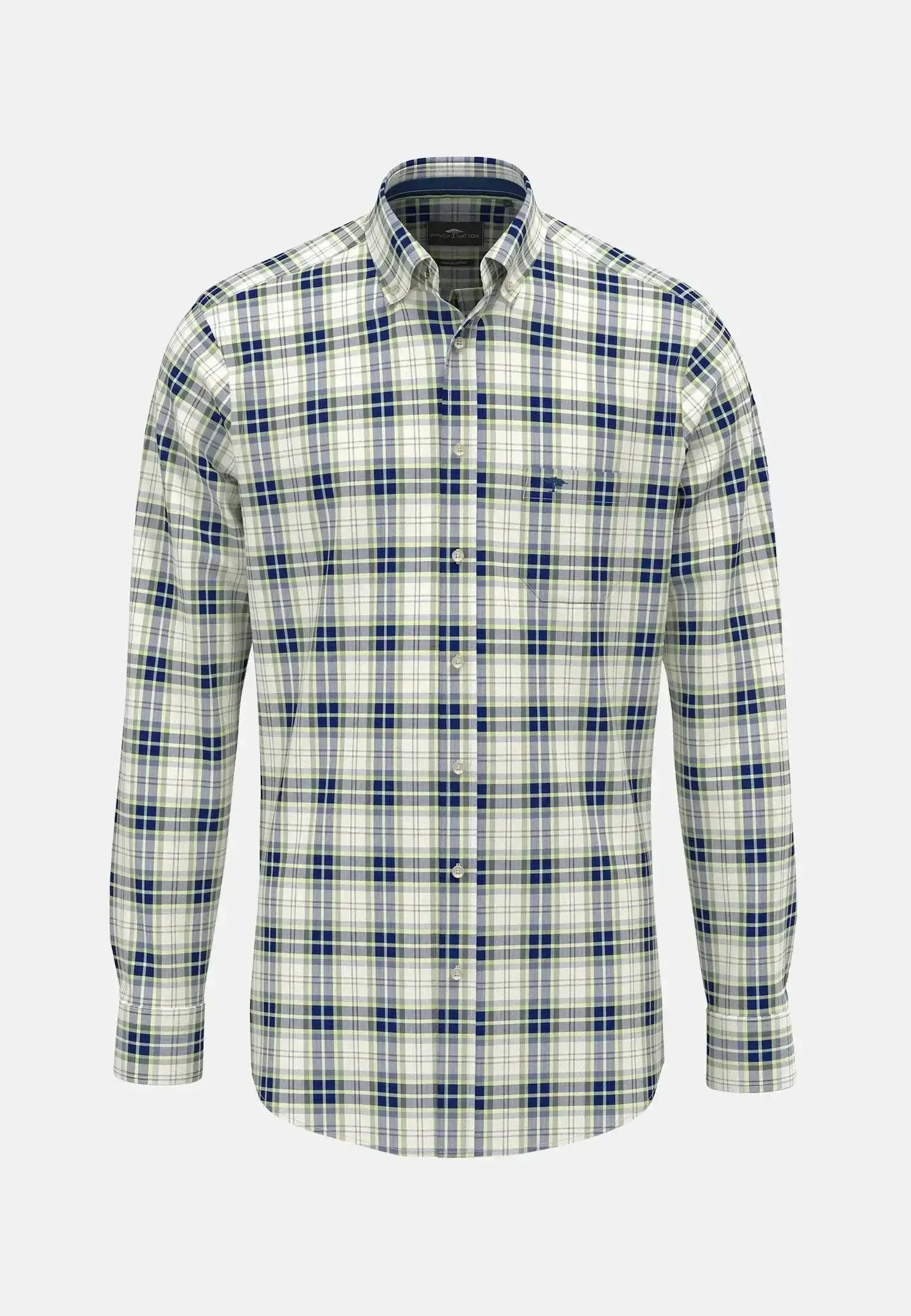 Fynch - Hatton Washed Oxford Check Shirt Harbour Blue - 15128100-654-S - northern threads uk