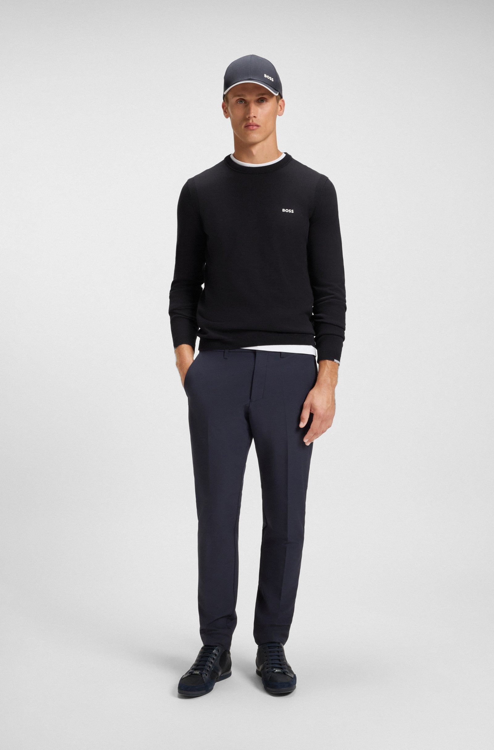 Boss K_Ever-X Crewneck Cotton Sweater Dark Blue