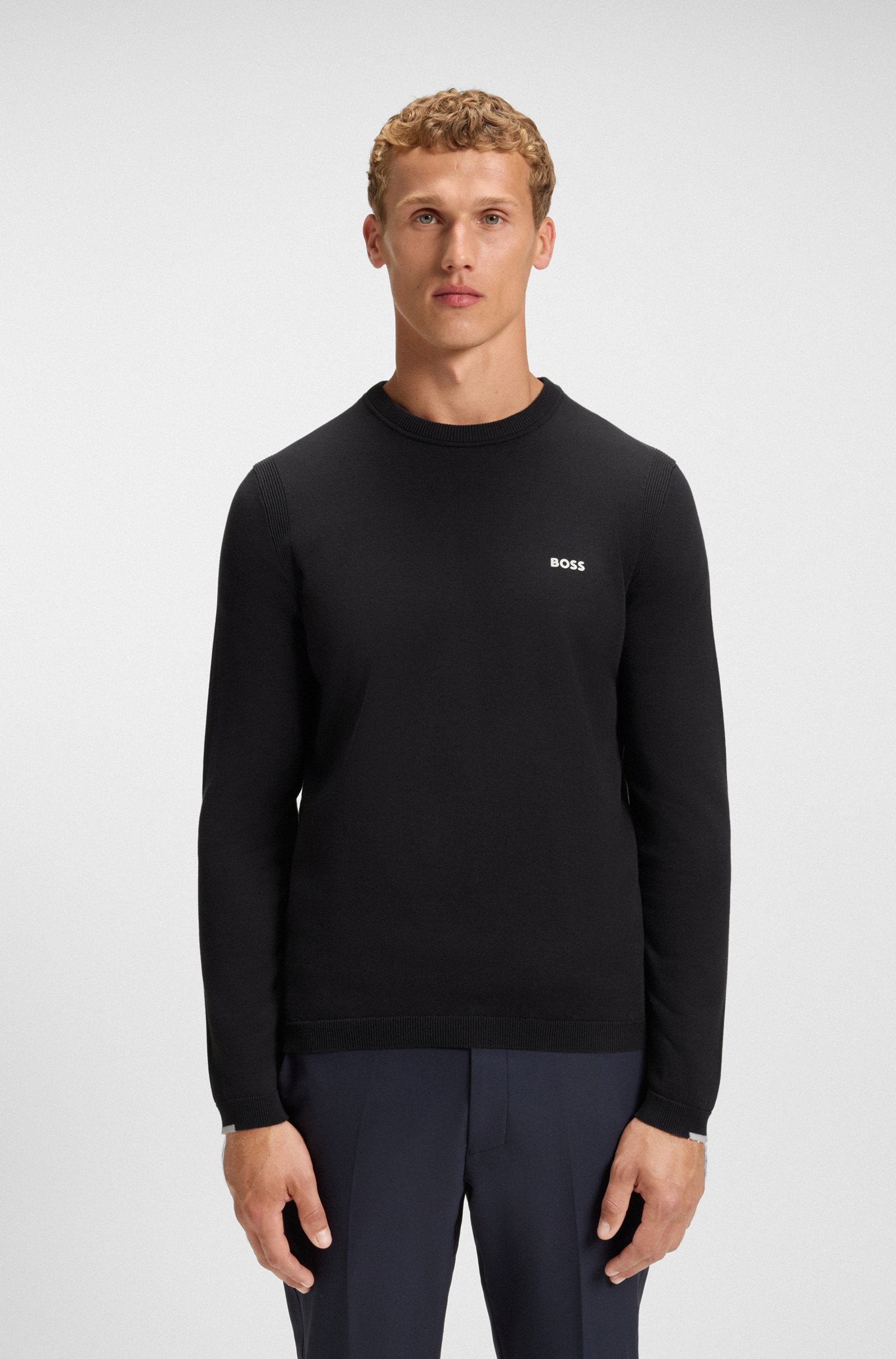 Boss K_Ever-X Crewneck Cotton Sweater Dark Blue