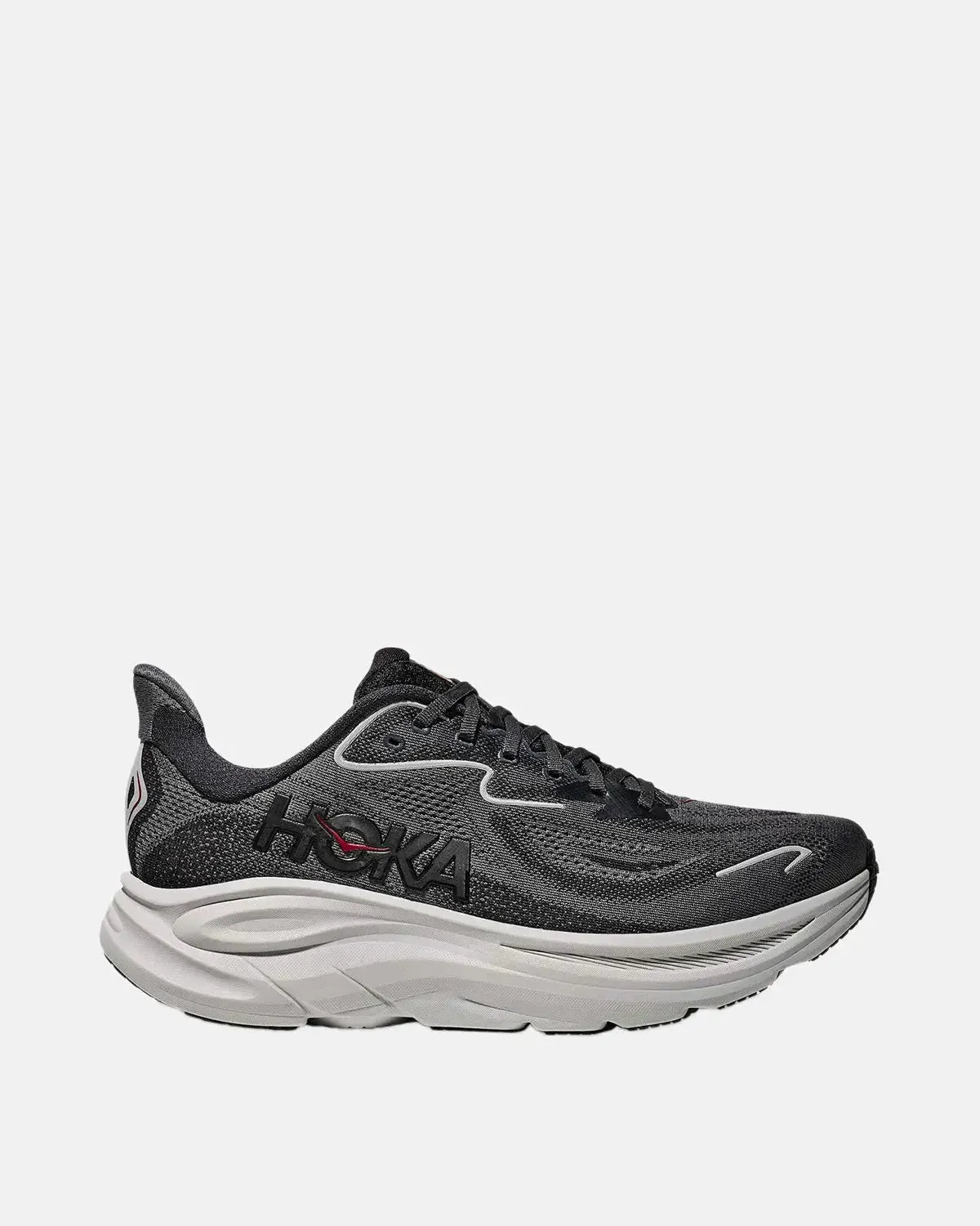 HOKA-HOKA CLIFTON 10 TRAINERS CARBON BLACK SATELLITE GREY-NORTHERN THREADS DESIGNER MENSWEAR