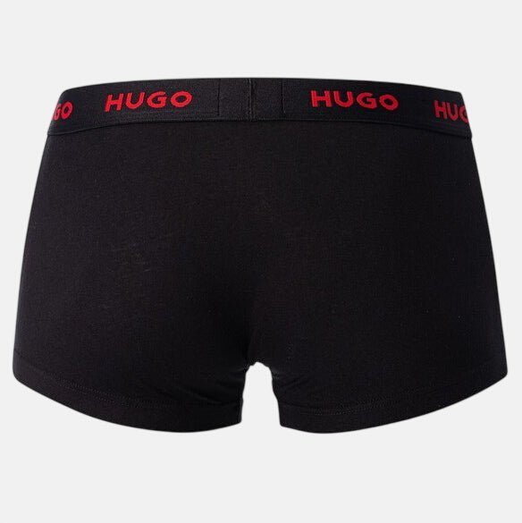 HUGO 3 Pack Cotton Stretch Trunks Black Red - O5 - northern threads uk