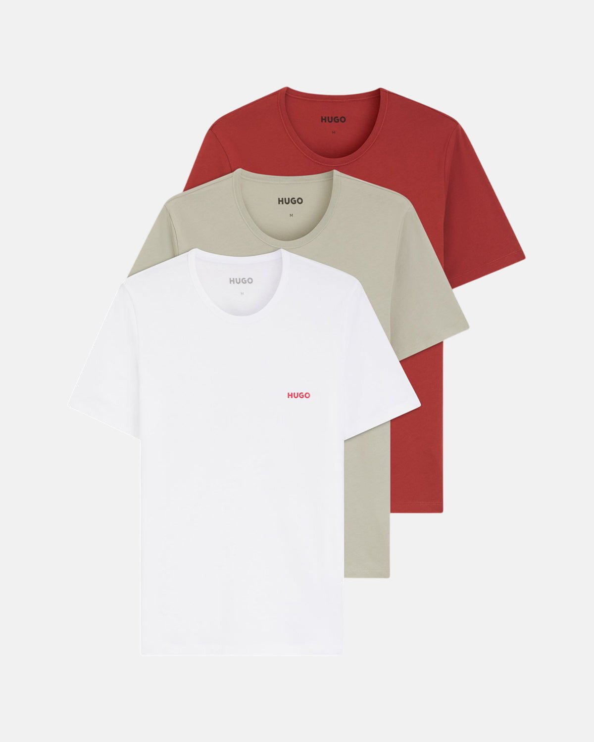 HUGO 3-Pack Cotton T-Shirts White Beige Red | Northern Threads Designer Menswear