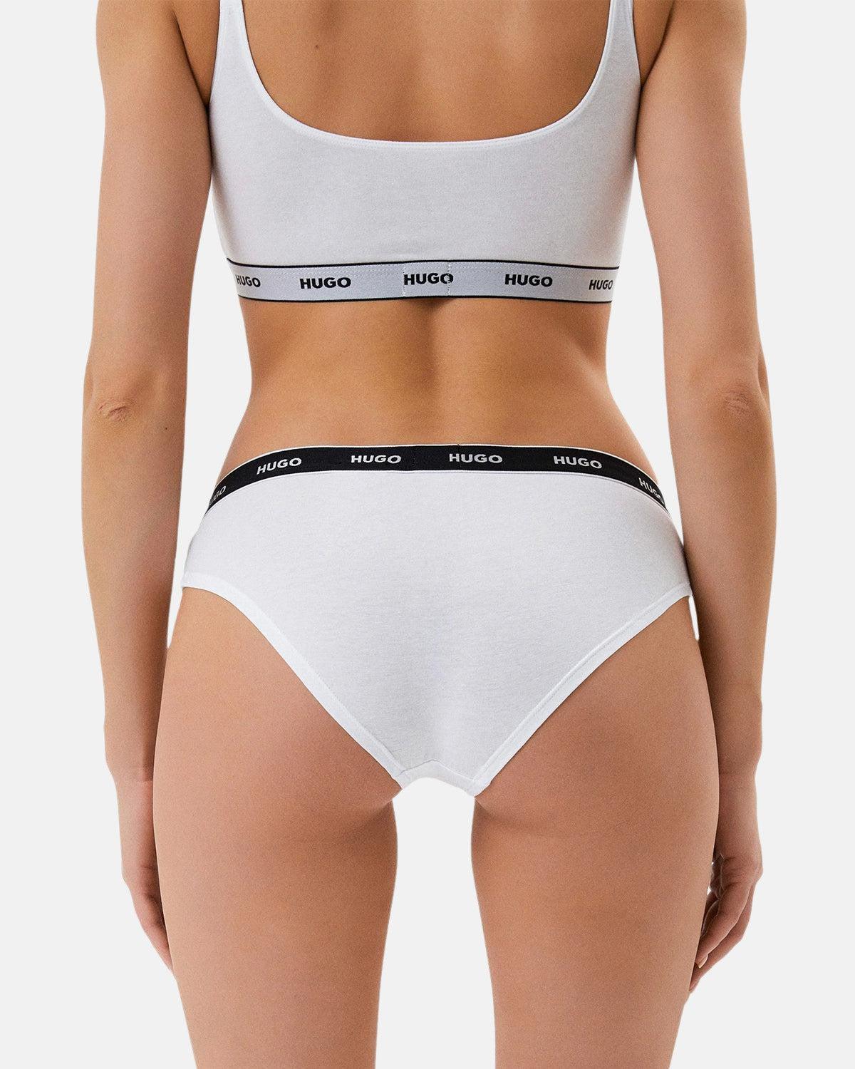 HUGO WOMENS 3 PACK BRIEFS BLACK WHITE - northern threads