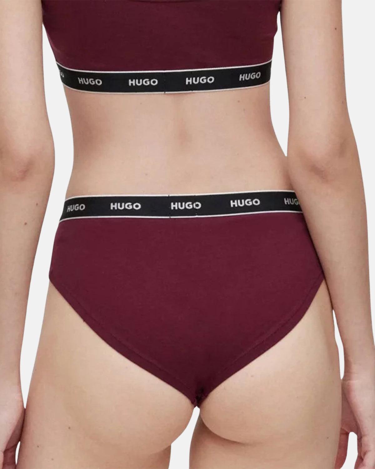 HUGO WOMENS 3 PACK BRIEFS BURGUNDY PINK RED - northern threads