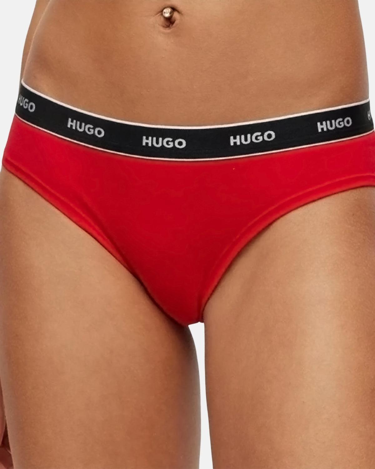 HUGO WOMENS 3 PACK BRIEFS BURGUNDY PINK RED - northern threads