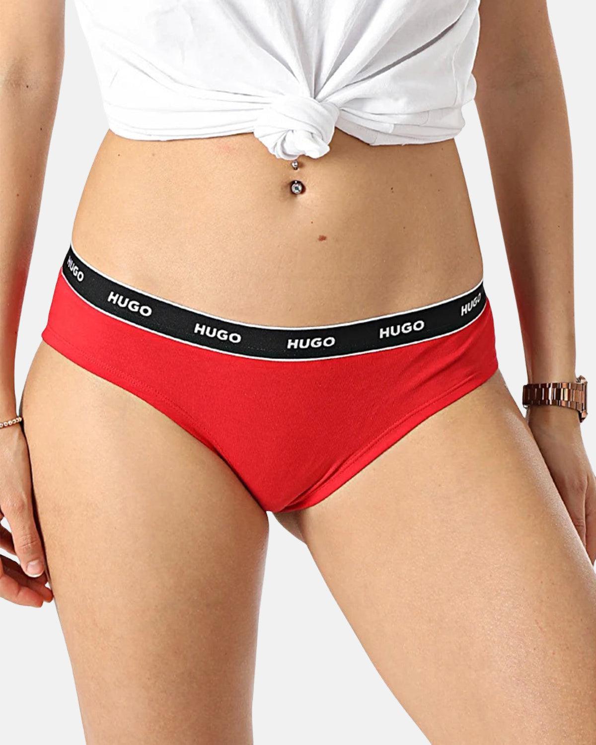 HUGO WOMENS 3 PACK BRIEFS BURGUNDY PINK RED - northern threads