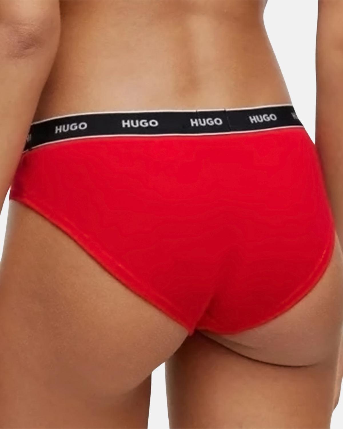 HUGO WOMENS 3 PACK BRIEFS RED PINK ROSE - northern threads