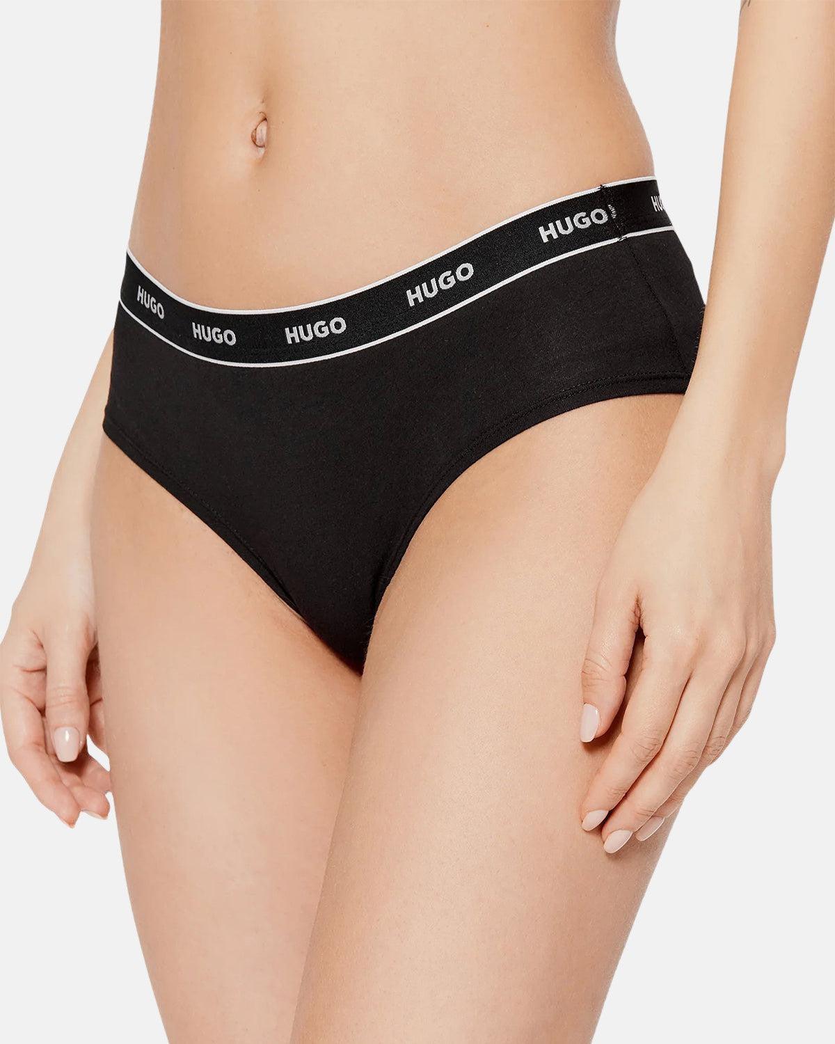 HUGO WOMENS 3 PACK HIPSTER BRIEFS BLACK - northern threads