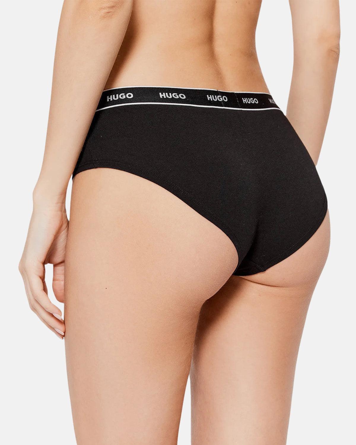 HUGO WOMENS 3 PACK HIPSTER BRIEFS BLACK - northern threads