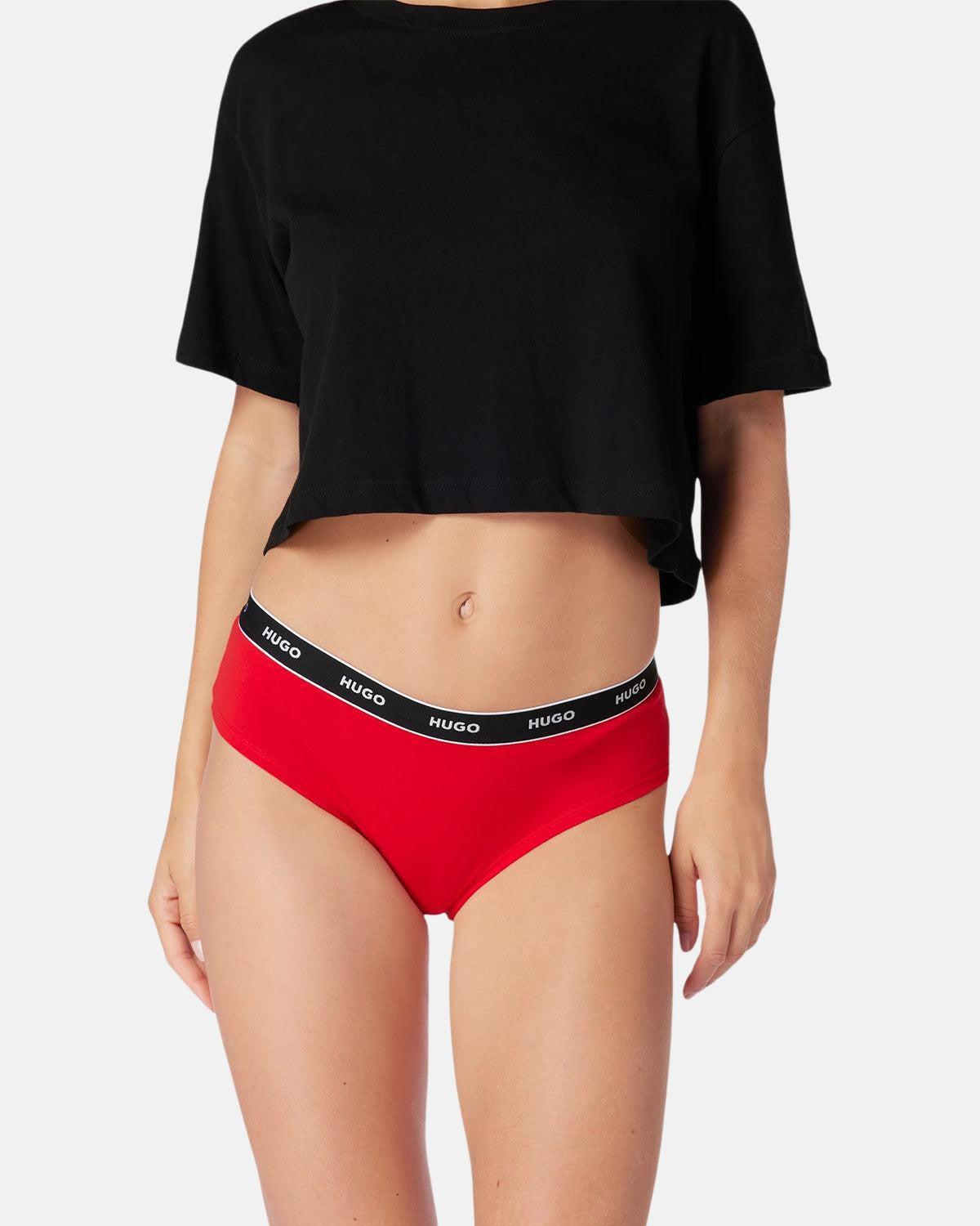 HUGO WOMENS 3 PACK HIPSTER BRIEFS BURGUNDY RED PINK - northern threads