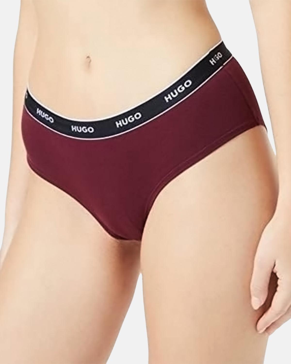 HUGO WOMENS 3 PACK HIPSTER BRIEFS BURGUNDY RED PINK - northern threads