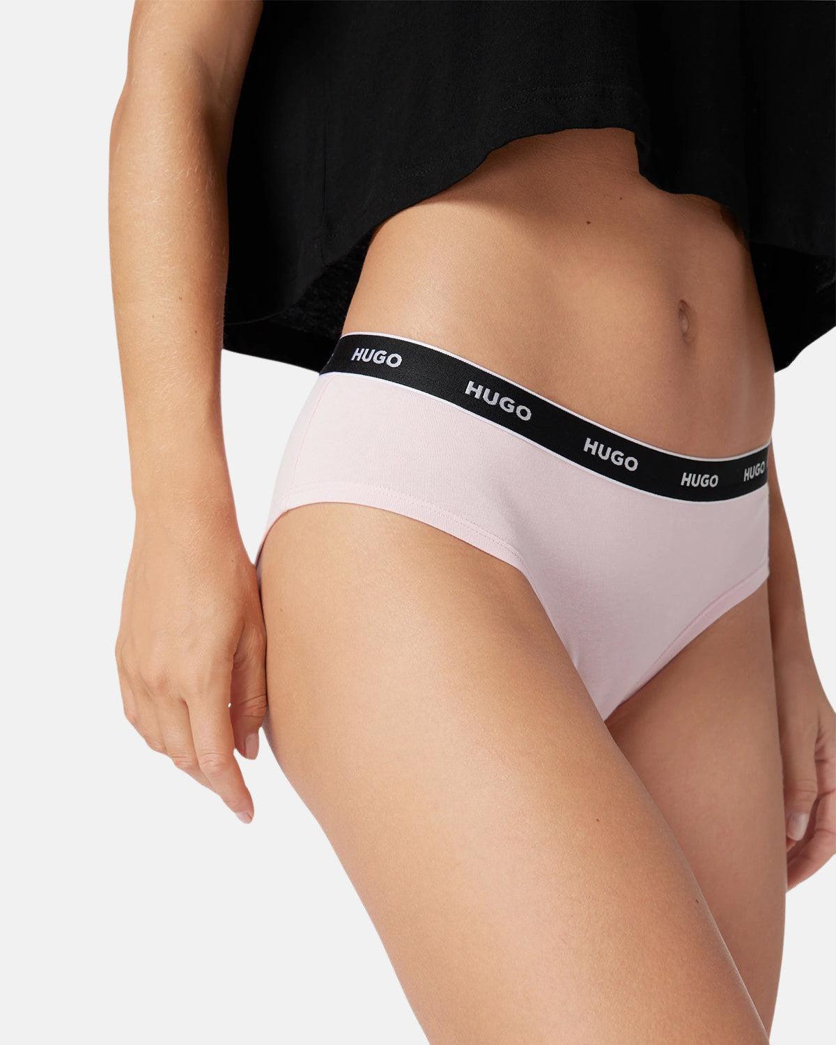 HUGO WOMENS 3 PACK HIPSTER BRIEFS BURGUNDY RED PINK - northern threads
