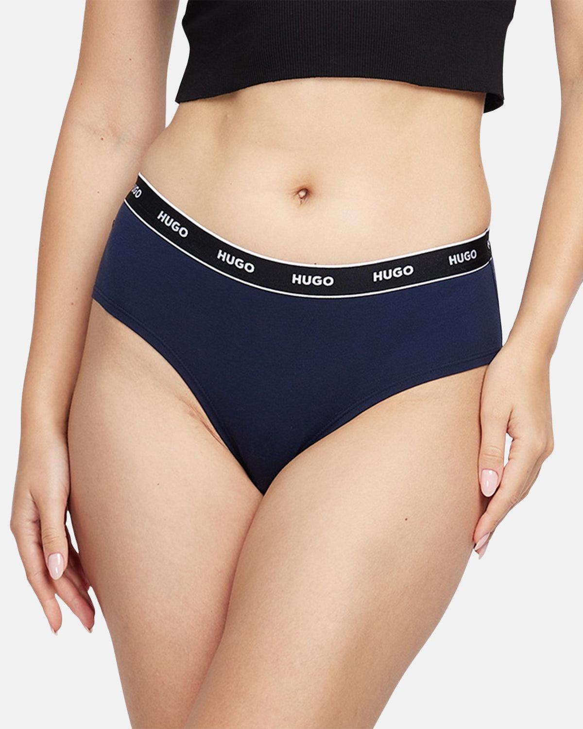 HUGO WOMENS 3 PACK HIPSTER BRIEFS NAVY BLACK BLUE - northern threads