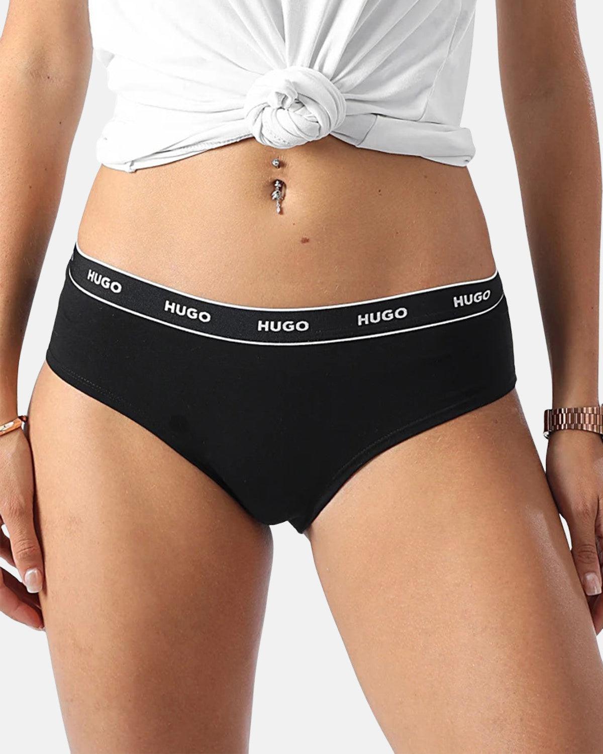 HUGO WOMENS 3 PACK HIPSTER BRIEFS NAVY BLACK BLUE - northern threads