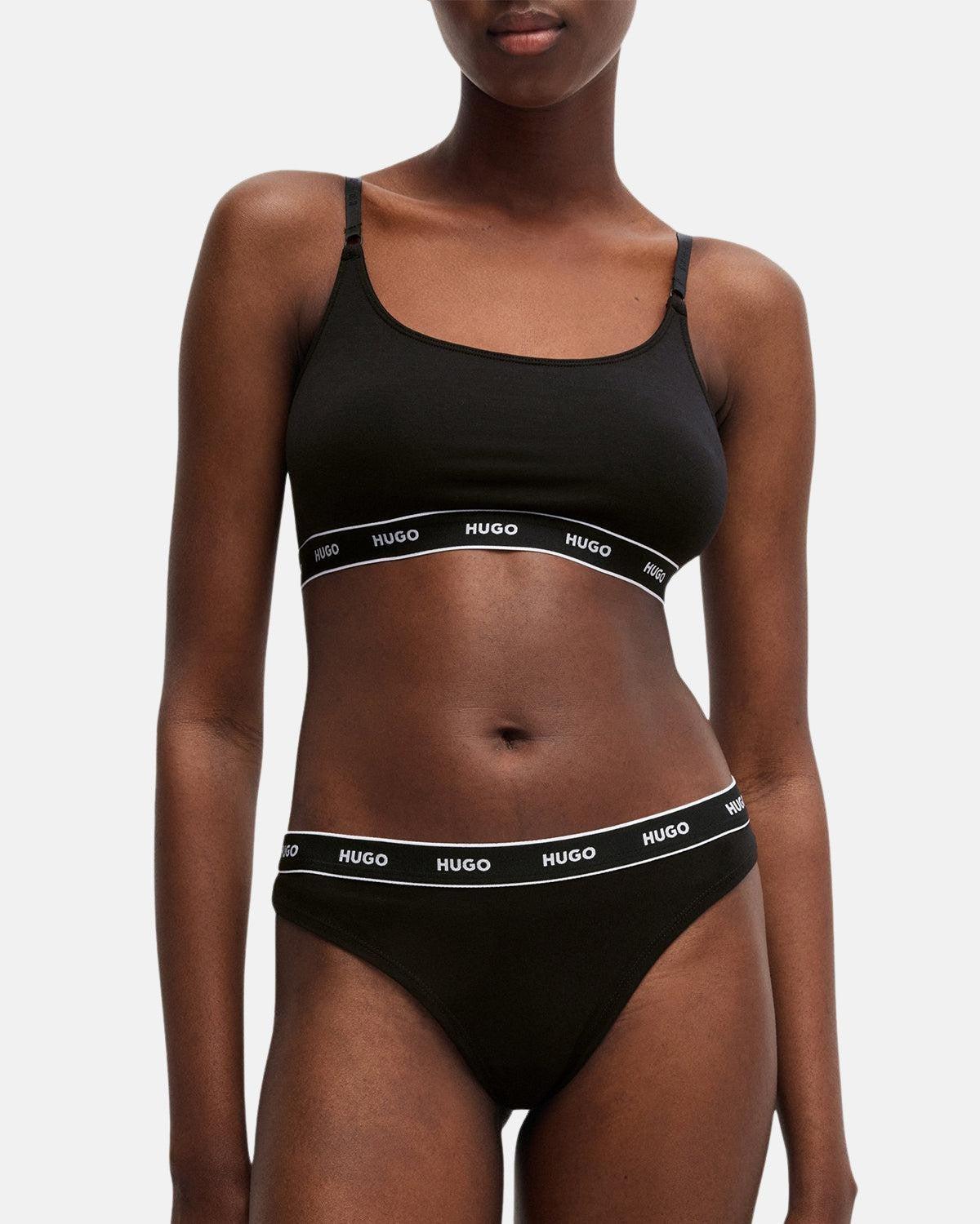 HUGO WOMENS 3 PACK THONGS BLACK - northern threads