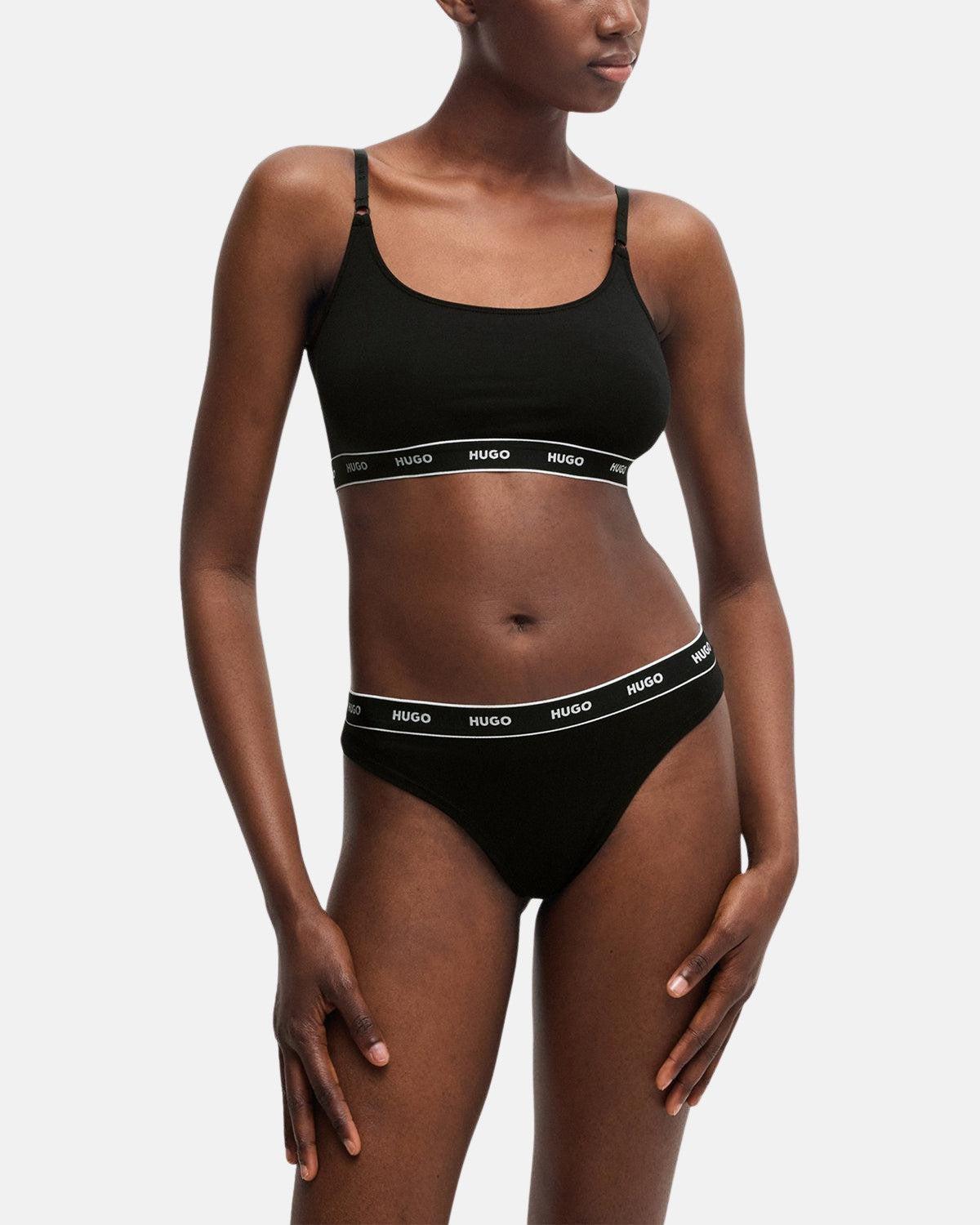 HUGO WOMENS 3 PACK THONGS BLACK - northern threads