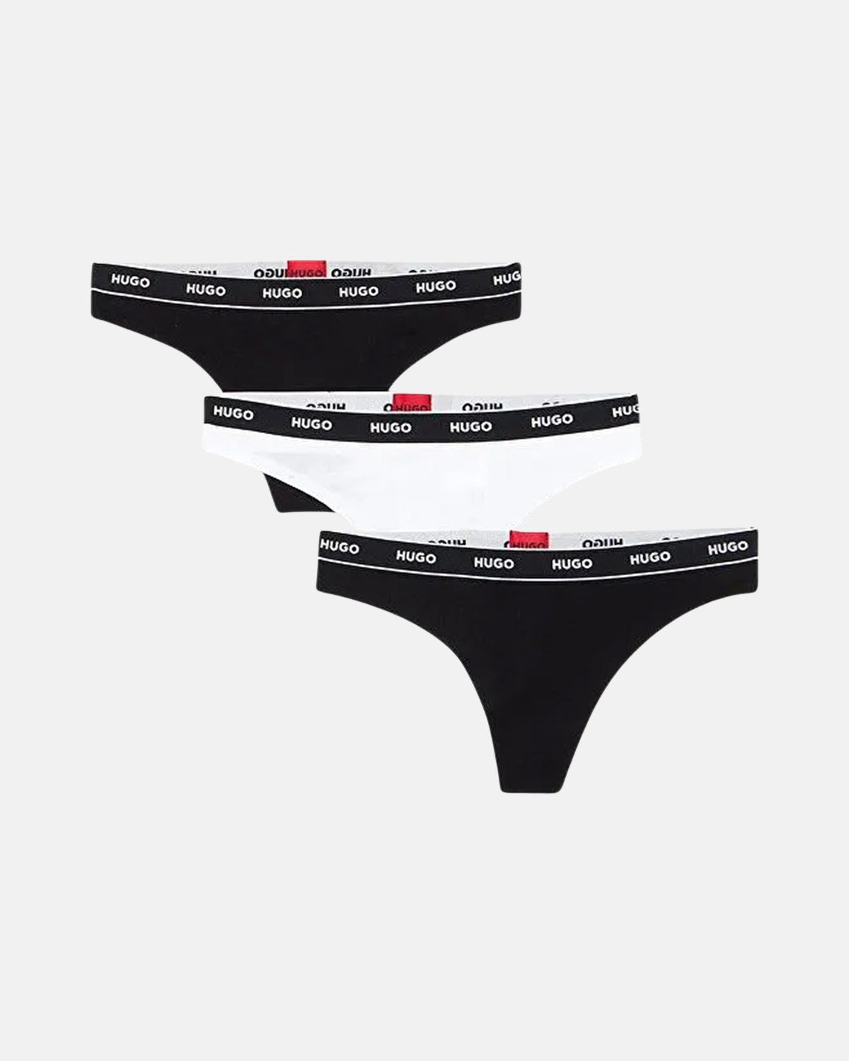 HUGO WOMENS 3 PACK THONGS BLACK WHITE - northern threads